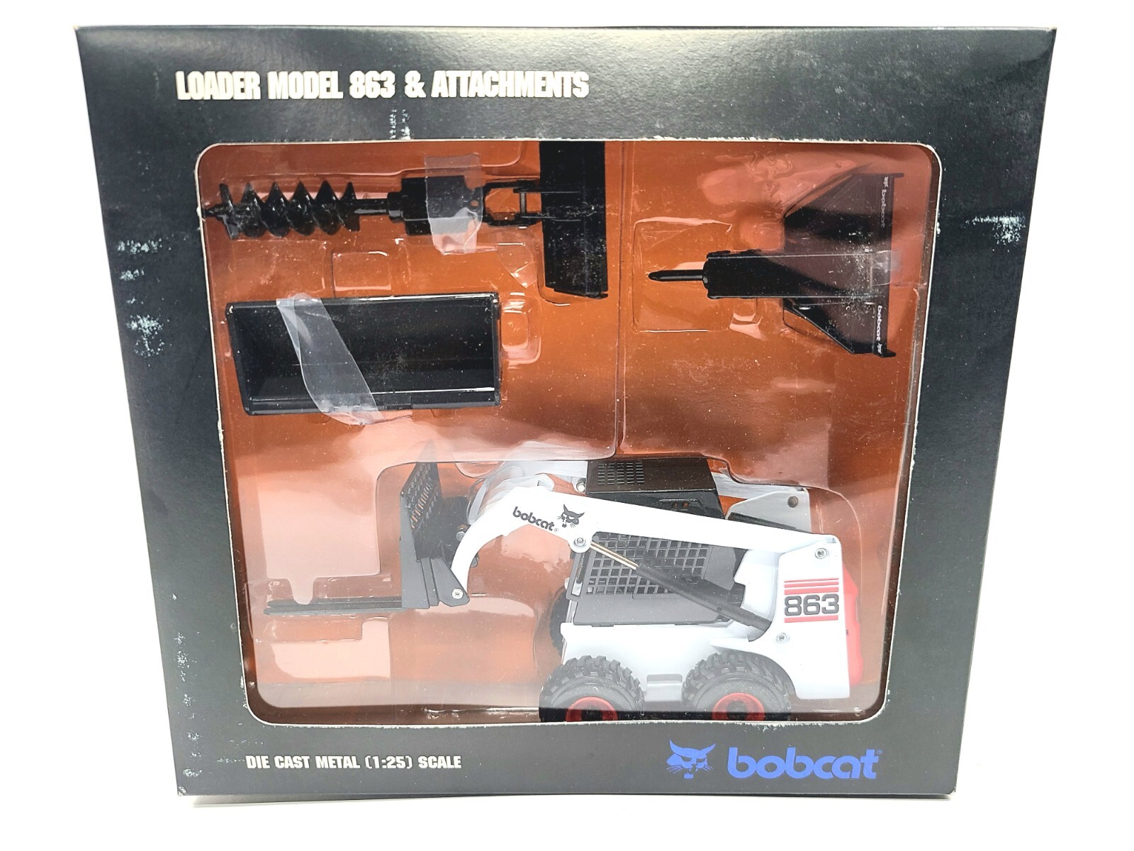 Bobcat 863 Skid-Steer Loader with Attachments – Wan Ho 1:25 Scale #6900569 New