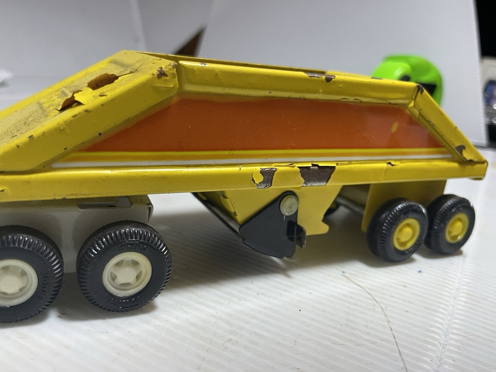 vintage 1970 Tiny Tonka pressed steel toy truck Mini Bottom Dump Tractor Trailer