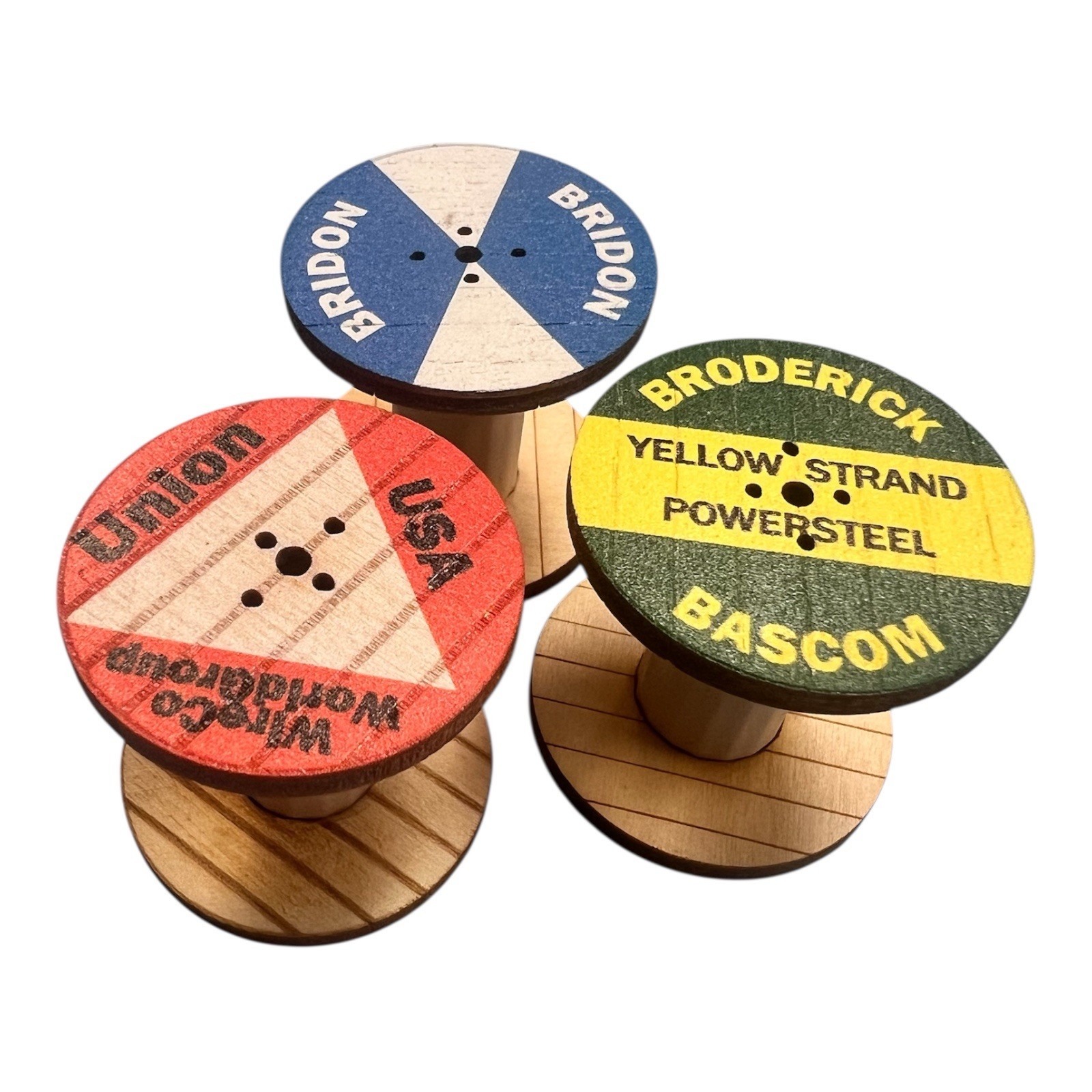 Set Of 3 Scale Model Wood Wire Rope Spool&rsquo;s 1:50 or O Scale.