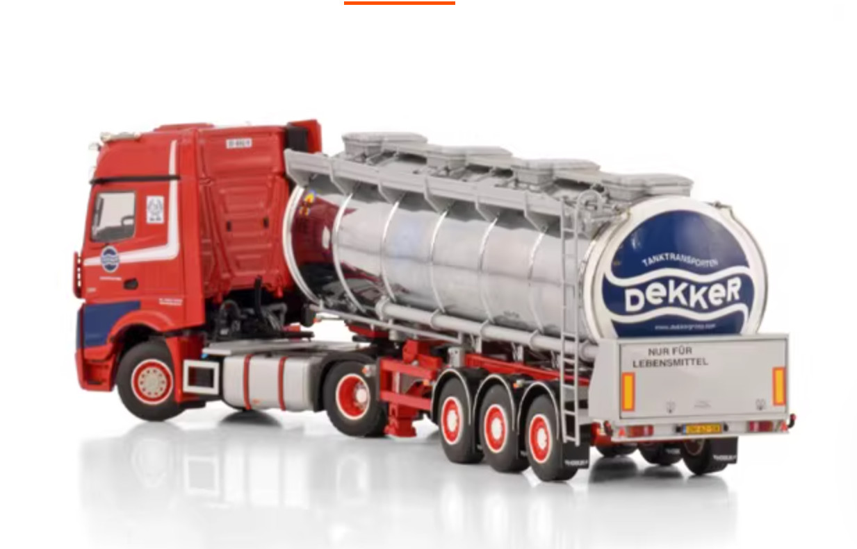 WSI 1:50 MB MP5 4×2 Dekker Tanktransport Chrome Tanker Diecast Model 01-4364