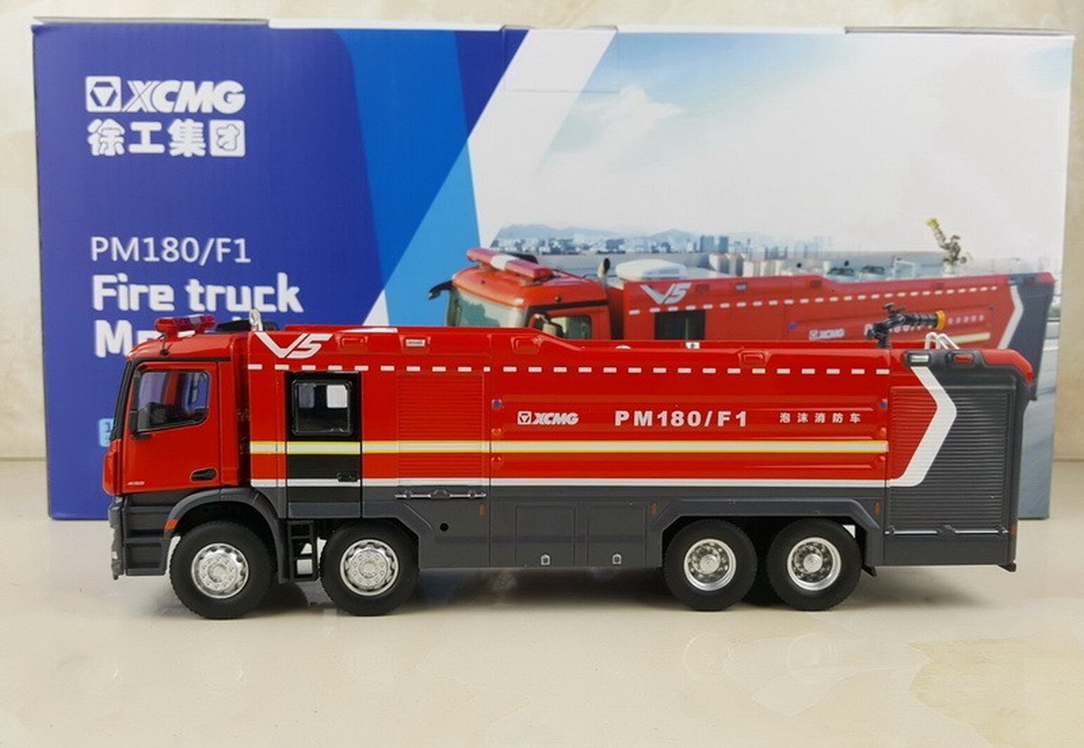 1/50 Scale XCMG PM180/F1 Fire Truck Mercedes Benz Truck Diecast Car Model
