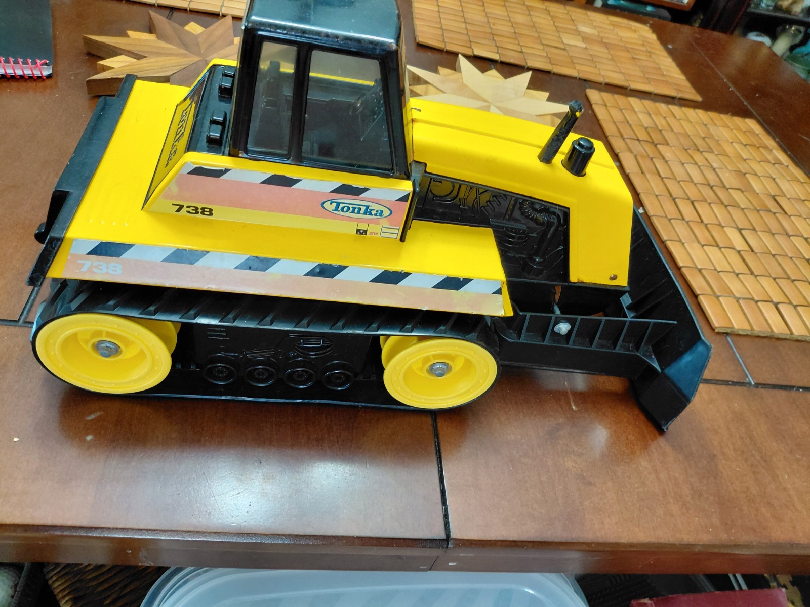 Vintage 1999 Tonka 738 Black And Yellow Bulldozer Metal And Plastic