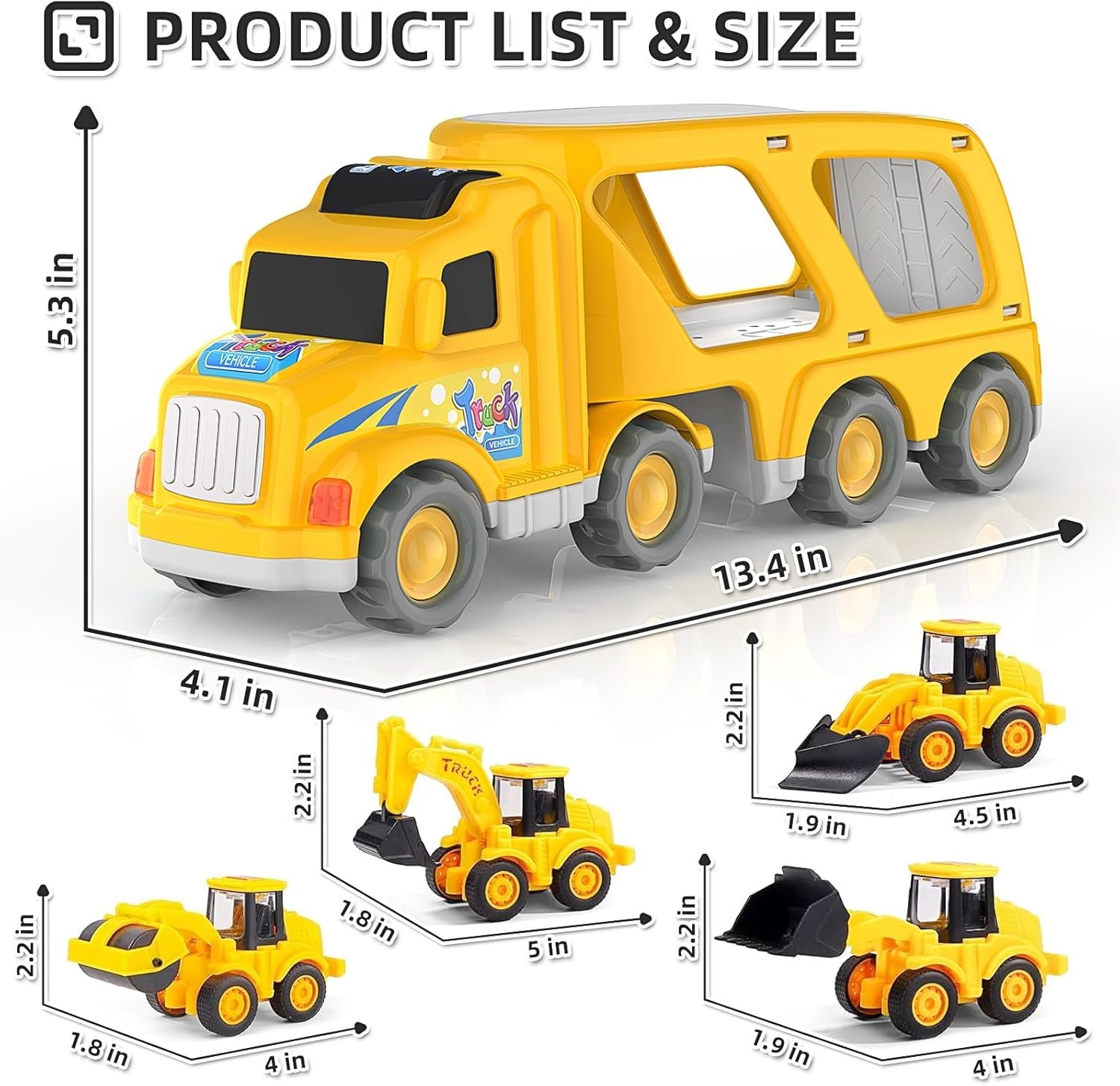 Carrier Transport Truck Toy for Ages 3-6, Boys & Girls