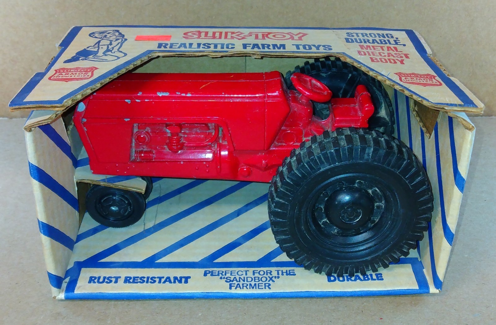 7&Prime; Diecast Aluminum Red Tractor No. A9897 SLIK TOY by Armor Industries