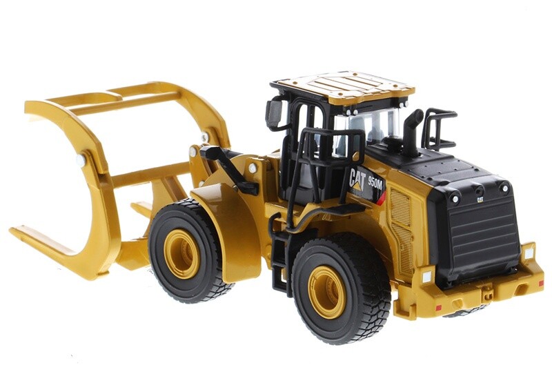 1:64 DM CAT950M Wheel Loader with Log Fork and Bucket Attachment Diecast Model
