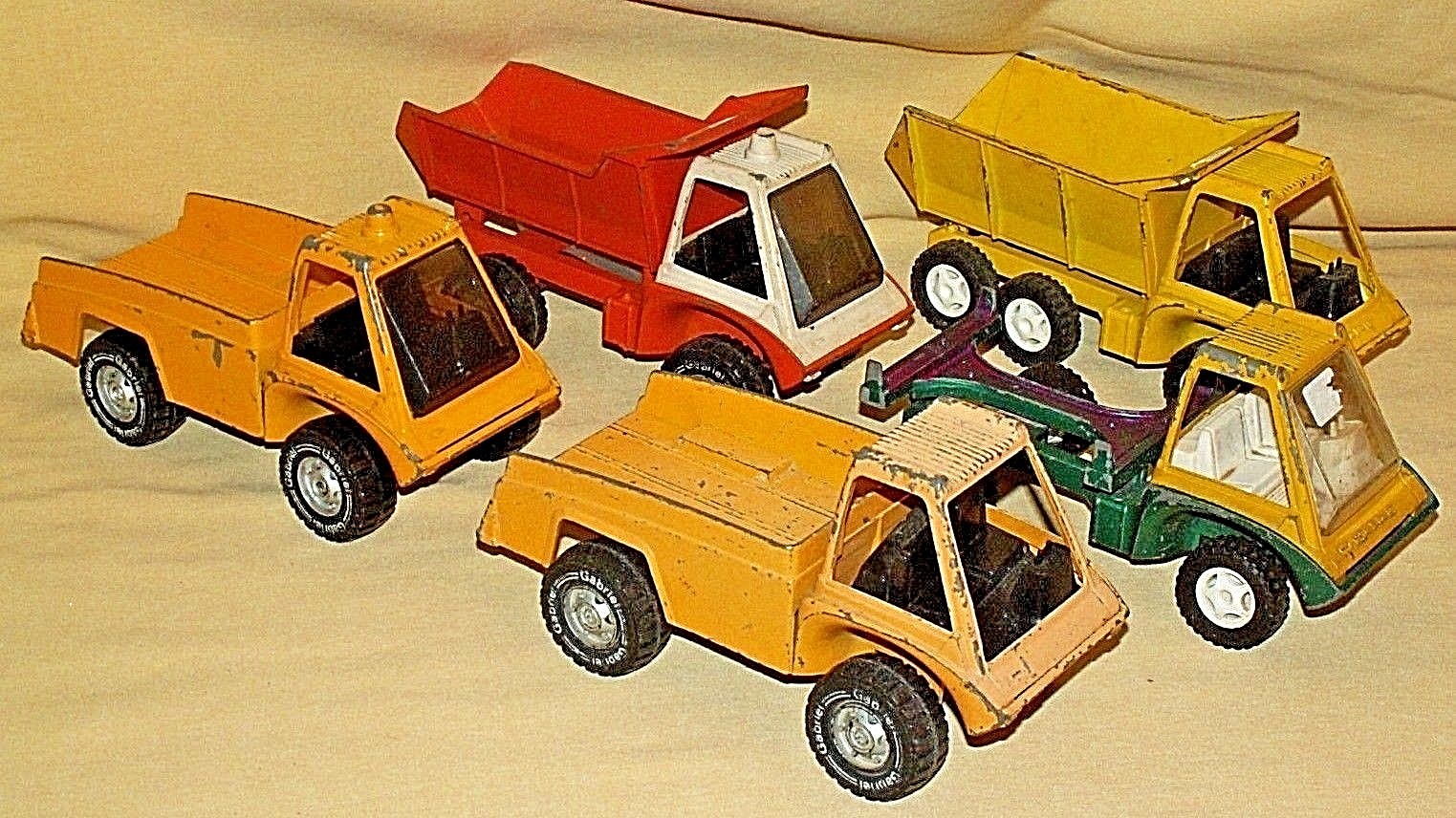 Hubley Gabriel Vintage Truck 6 Wheel Dump Log 1975 1969 Pick Up Service Lot 5 Pc