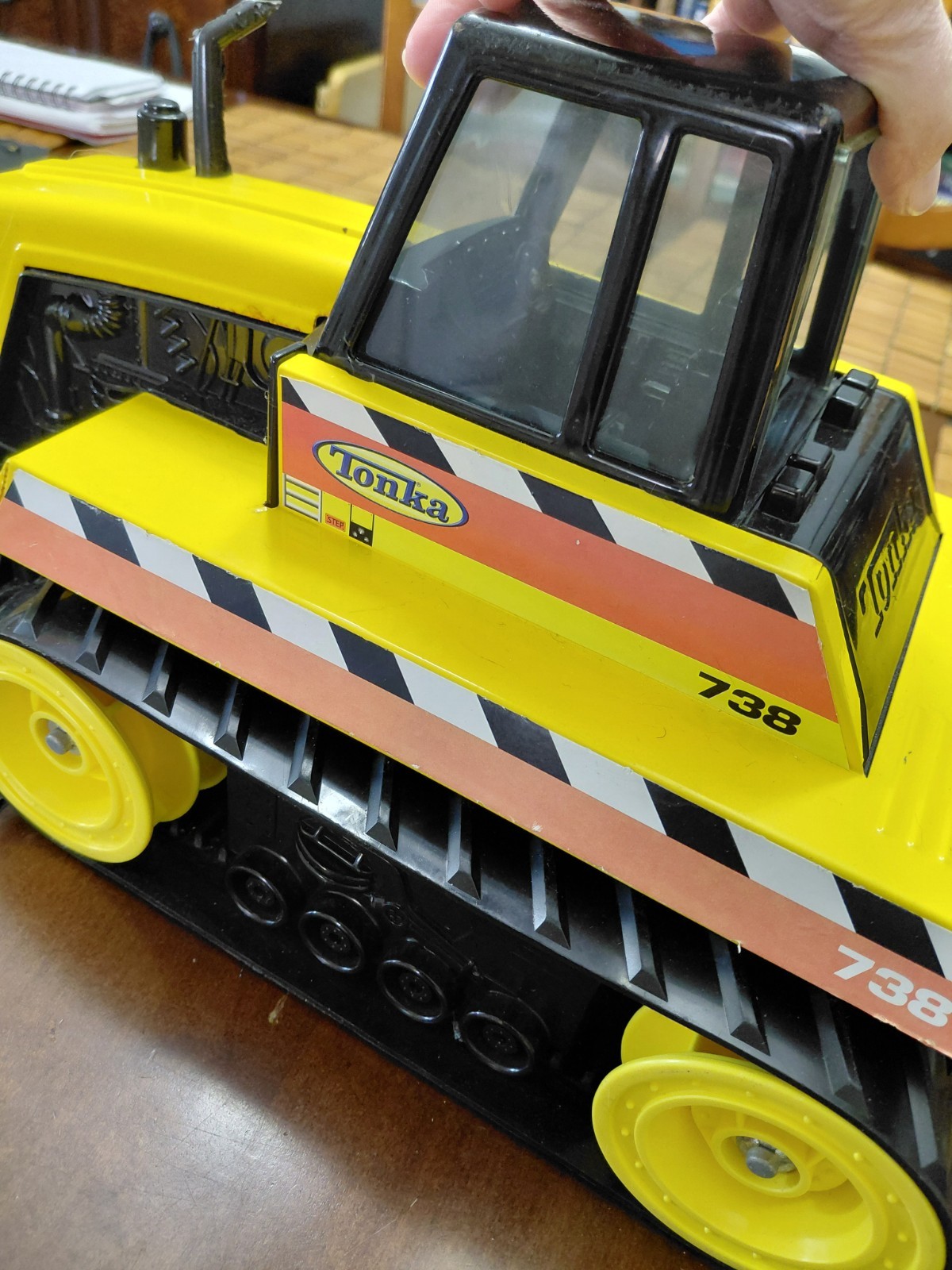 Vintage 1999 Tonka 738 Black And Yellow Bulldozer Metal And Plastic