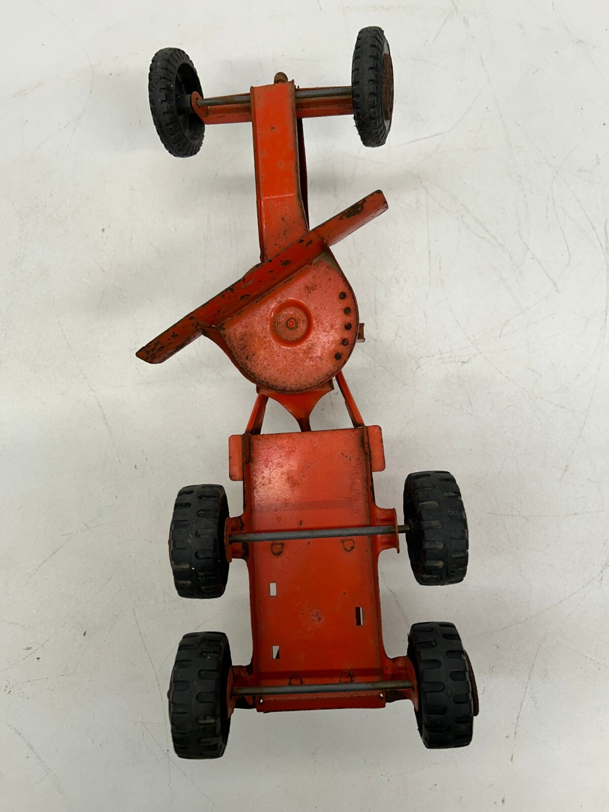 Vtg Marx Power Road Grader Construction Vehicle Pressed Steel Toy Orange 17&Prime;