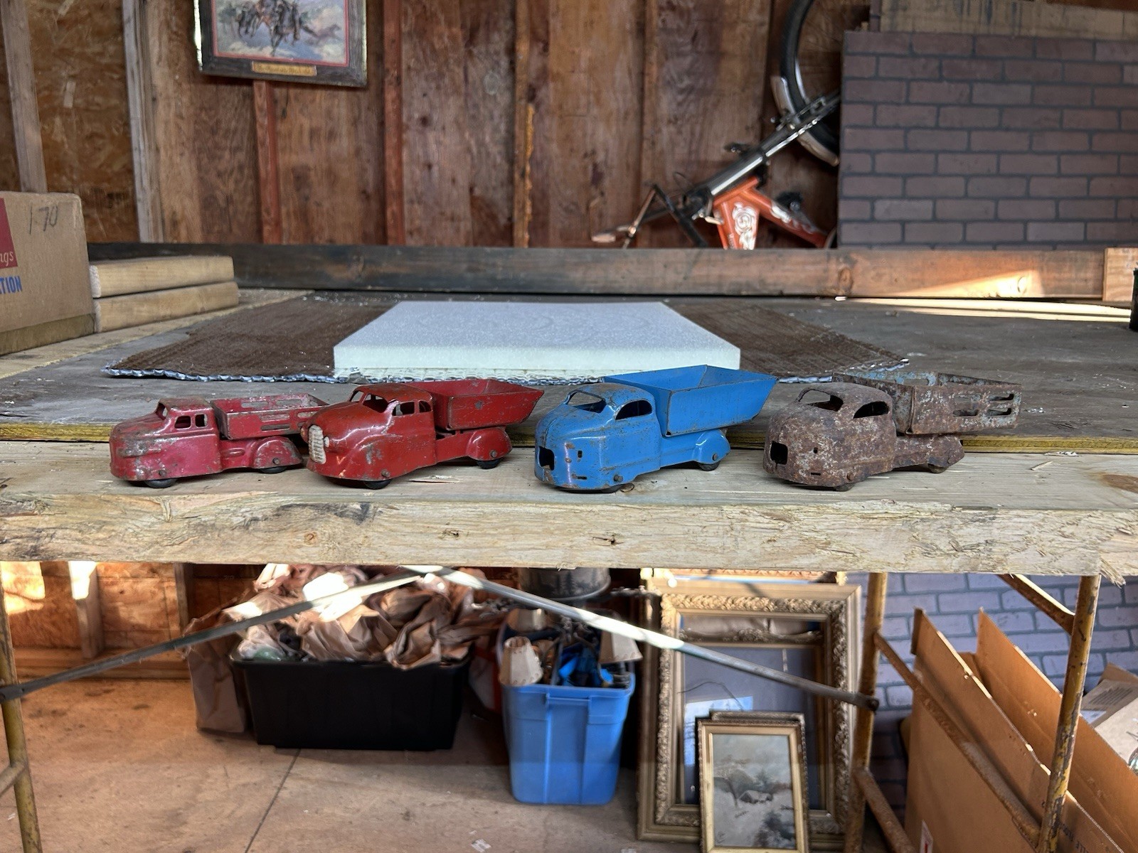 4 vintage pressed steel Wyandotte/marx Toys 6 inch trucks