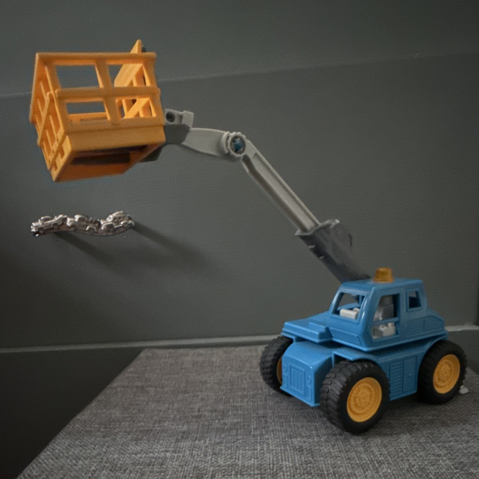 Driven by Battat Construction Vehicle Lift Truck w/ Basket Blue/Yellow Plastic
