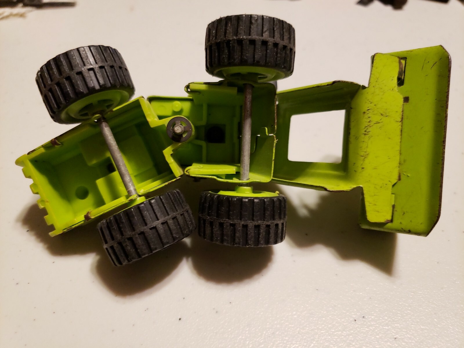 Vintage Green Metal Buddy L Construction Vehicle Front End Loader Toy 5.5&Prime;