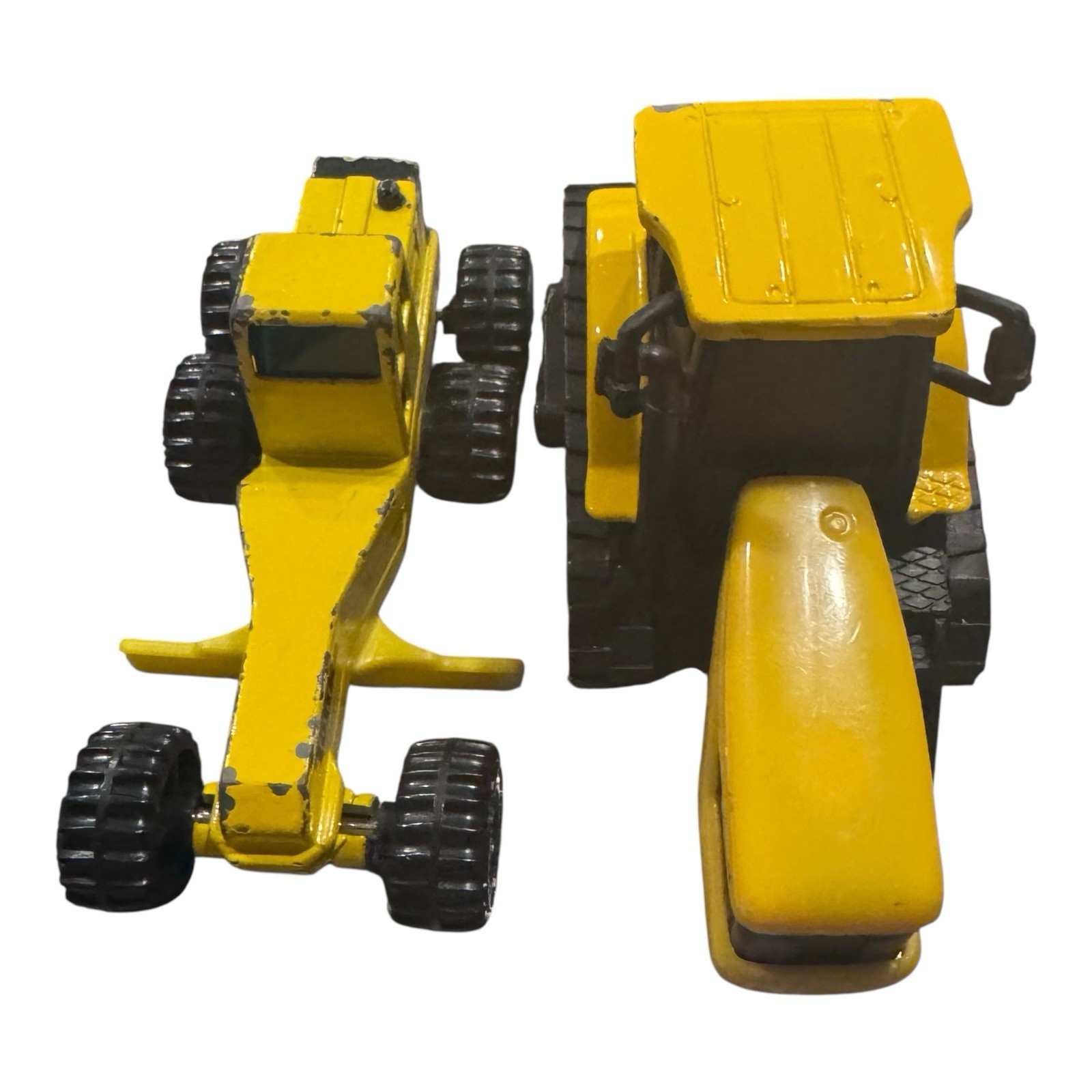 2 pieces 1994 TONKA Road Grader Construction & Self Propelled CAT Tractor Yellow