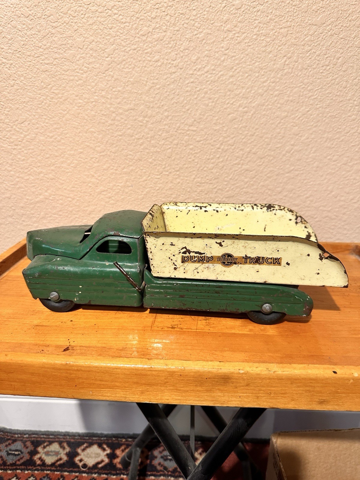 Buddy L Pressed Steel Dump Truck Green Vintage Toy