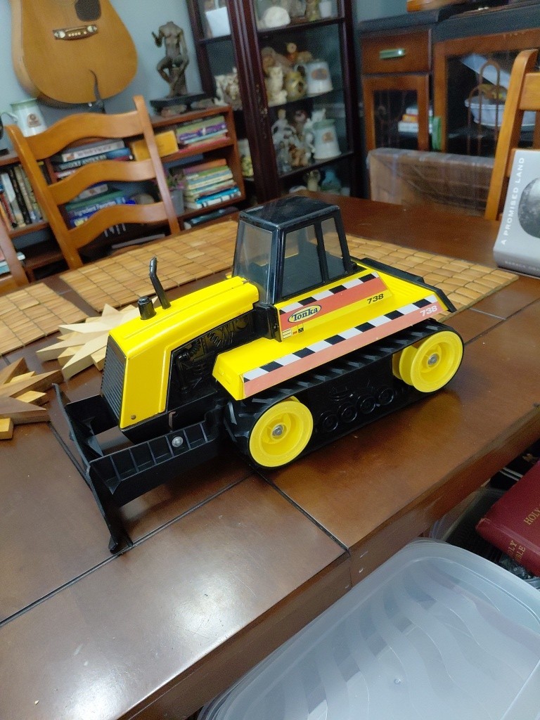 Vintage 1999 Tonka 738 Black And Yellow Bulldozer Metal And Plastic