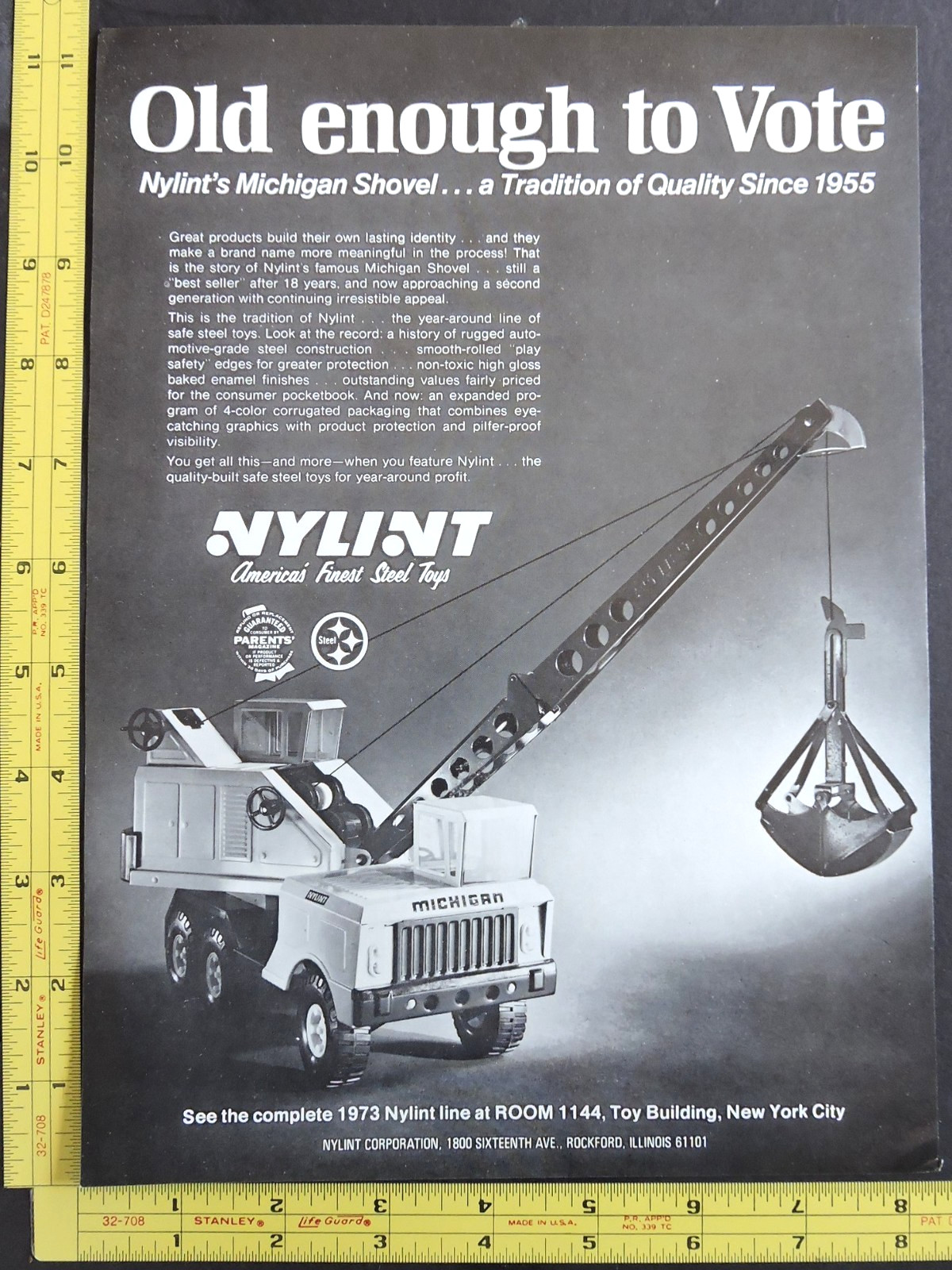 Vtg RARE 1973 DEALER Ad – NyLint Michigan Clam Bucket Shovel 1970’s