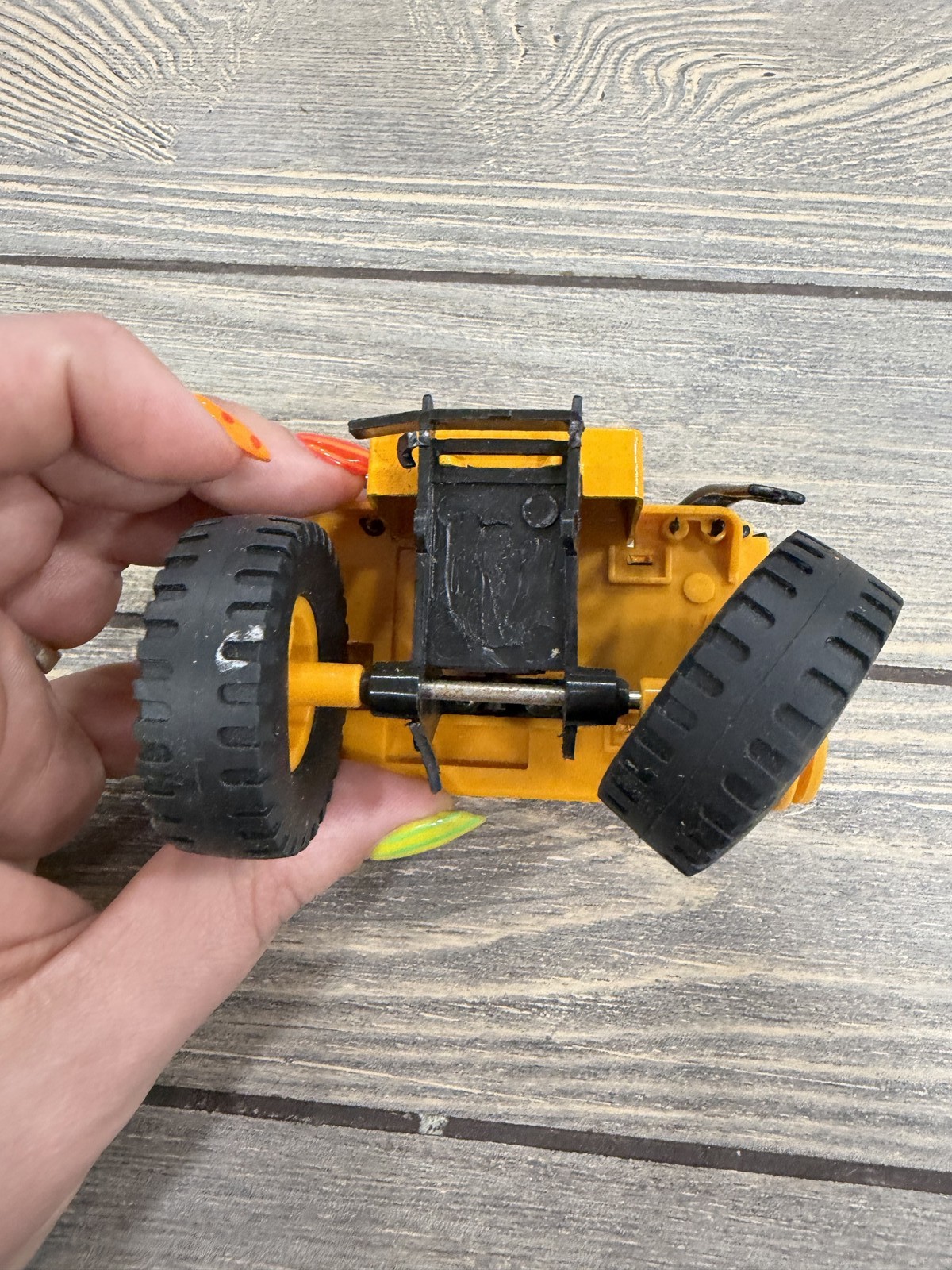 Vintage Yellow Diecast Construction Equipment Grader Scraper Toy Vehicle