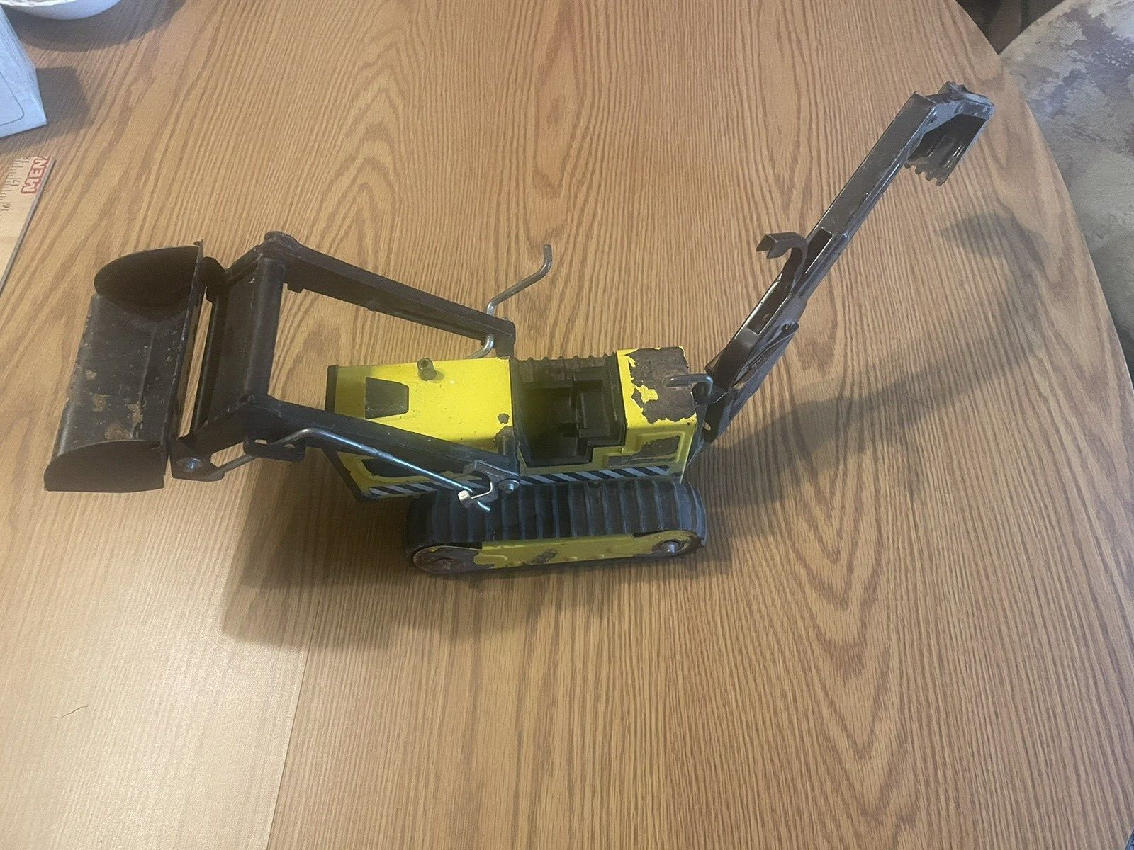 Vintage TONKA Trax Backhoe Yellow Tractor Pressed Steel Loader Toy