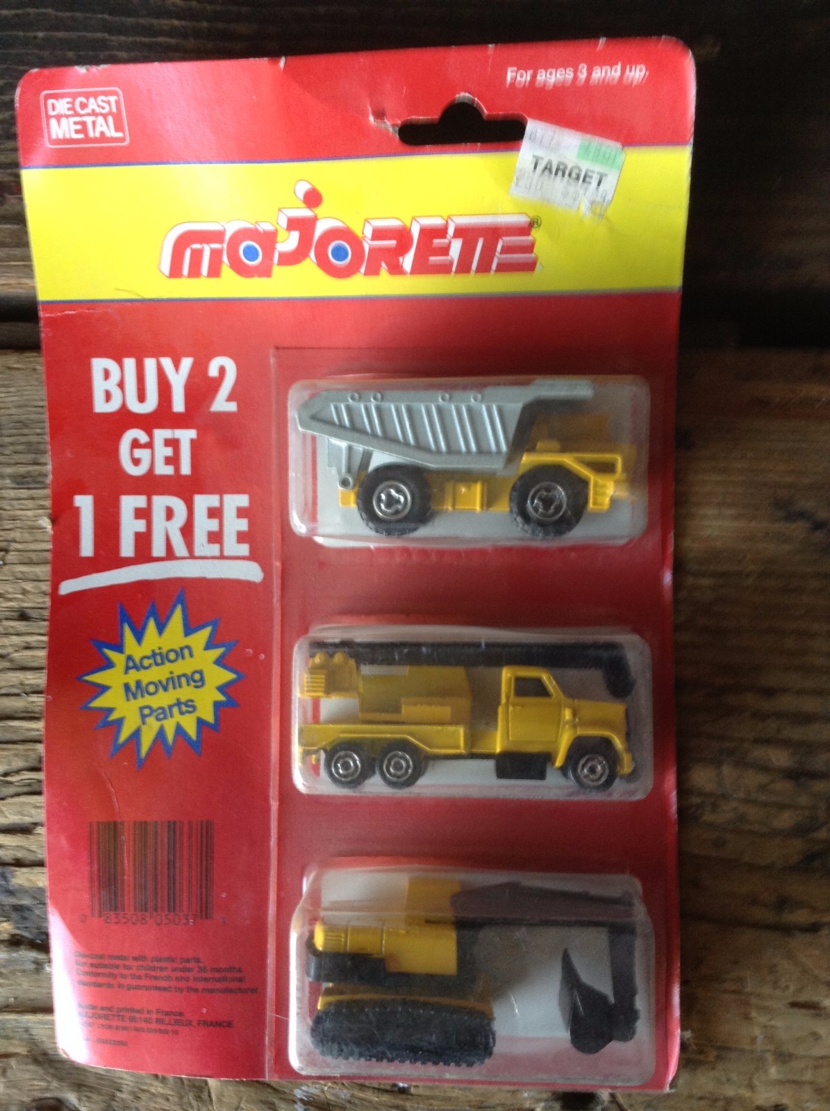 MAJORETTE 1/64 DIRT HAULER, CRANE TRUCK, EXCAVATOR 3 PACK DIE CAST