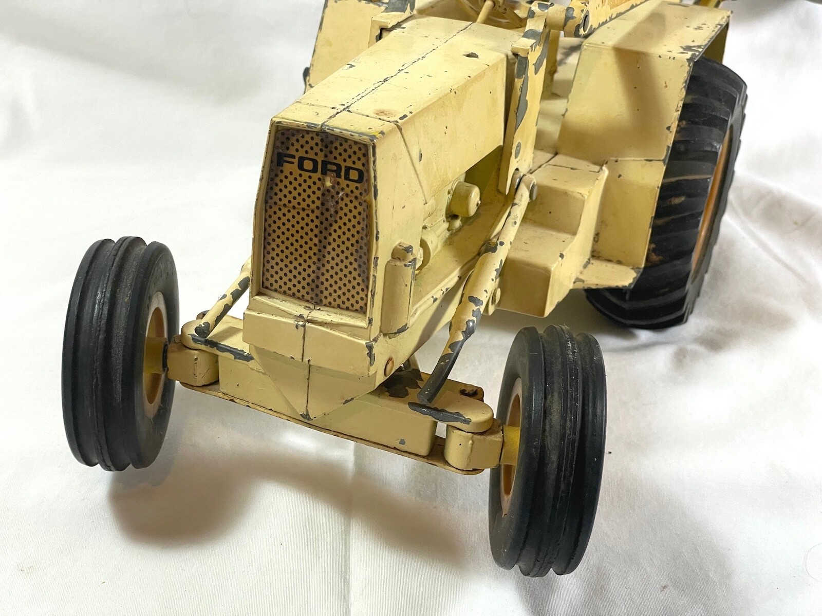 Vintage Steel Large 1/12 Scale Ertl Ford 7500 Front Loader Backhoe Tractor READ