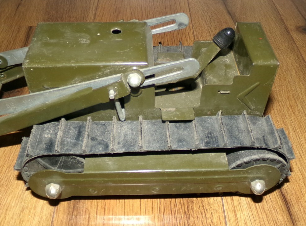 Vintage 1960s Structo Green U.S. Army Engineers Bulldozer Pressed Steel Toy Rare