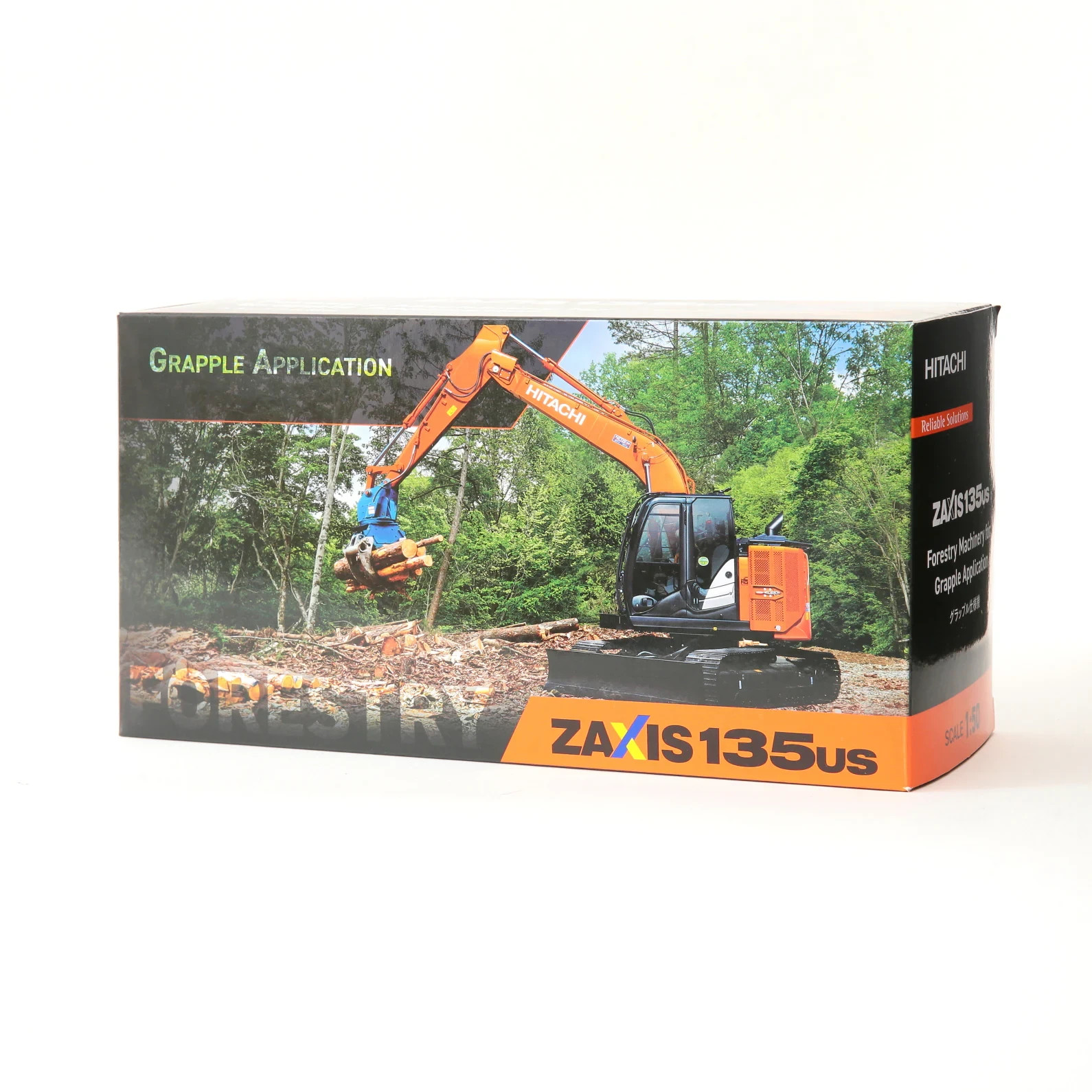 Hitachi ZX135US-6 Grapple Excavator 1/50 Diecast Model w/ Log