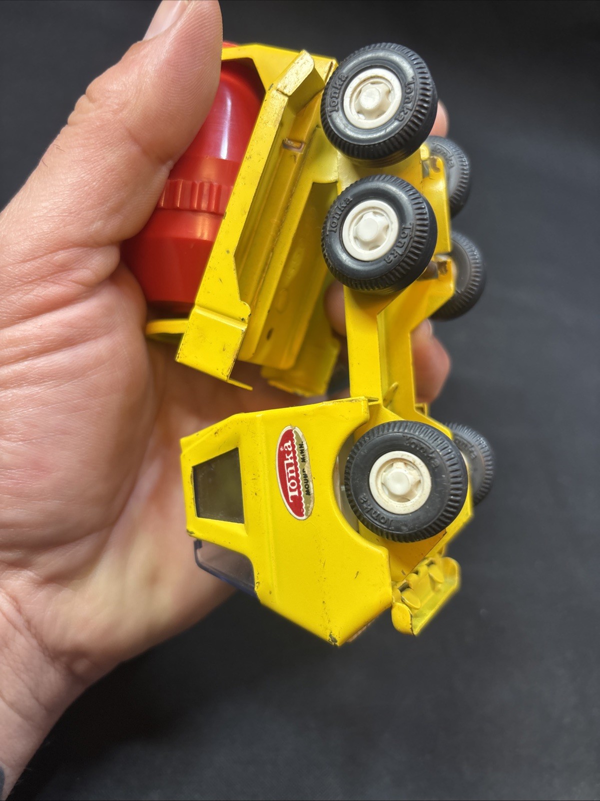 Tonka 1960s 5&Prime; Cement Mixer Truck Pressed Steel Yellow/Red MOUND