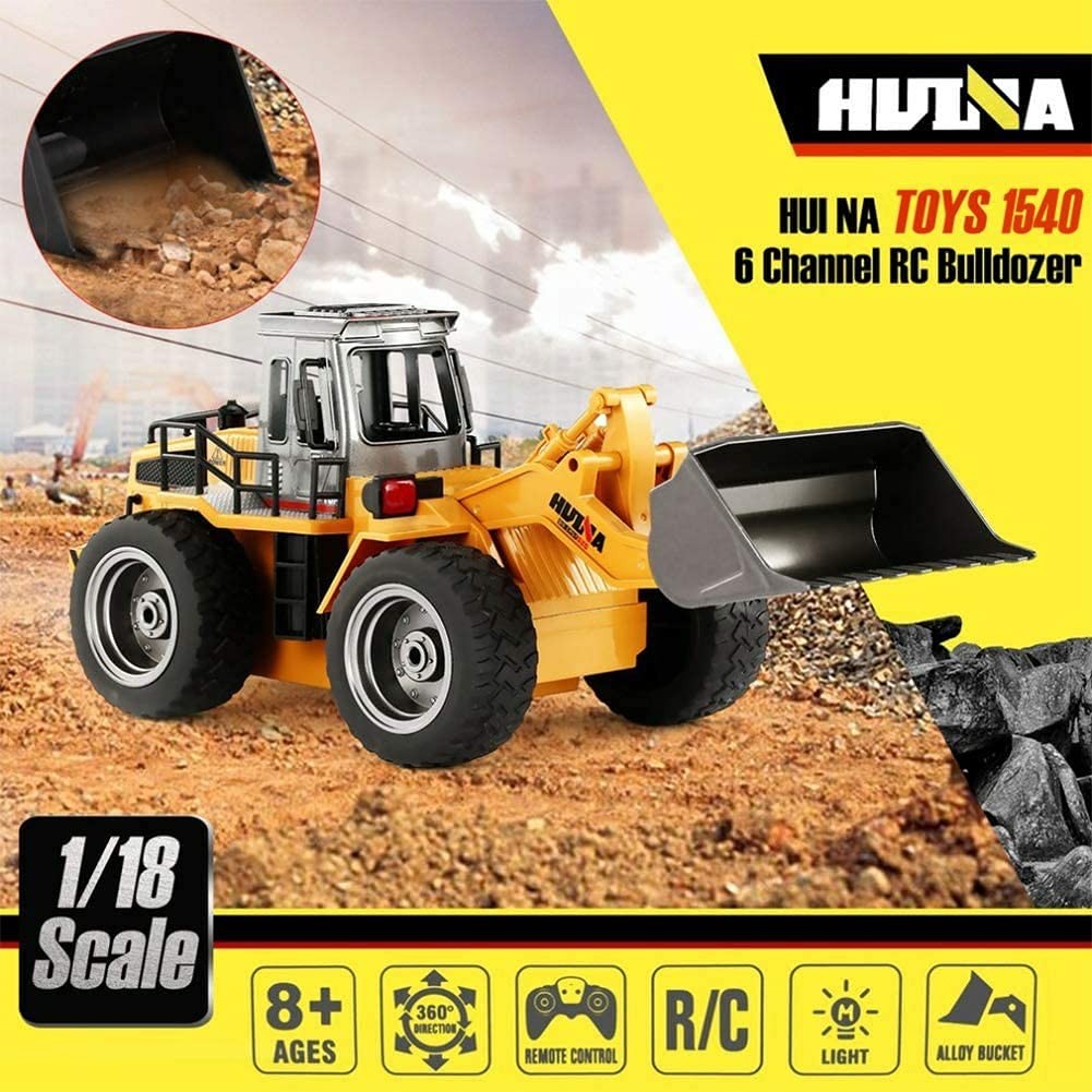 Remote Control Bulldozer Truck, 1/18 Scale RC Metal Rc Front Loader 4WD Const…
