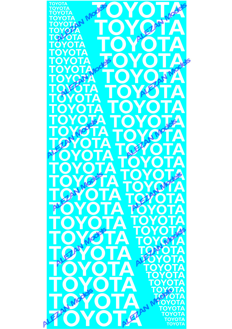 ALEZAN MODELS . DECALS . TOYOTA . WHITE . 1/50 . 1/64 . 1/87 . 1/32 .