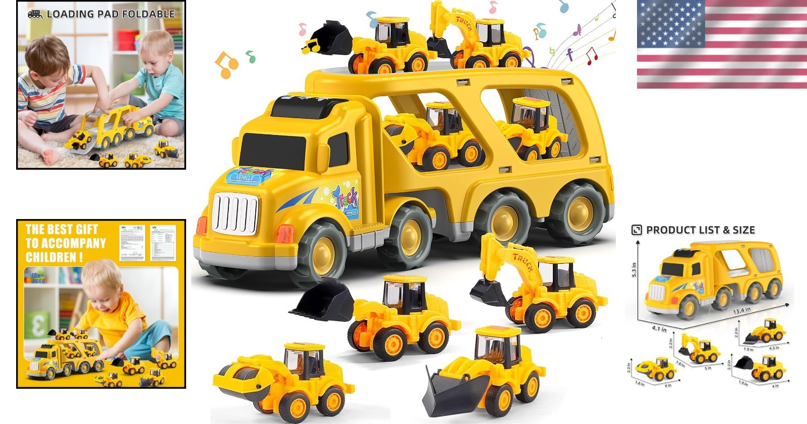Carrier Transport Truck Toy for Ages 3-6, Boys & Girls