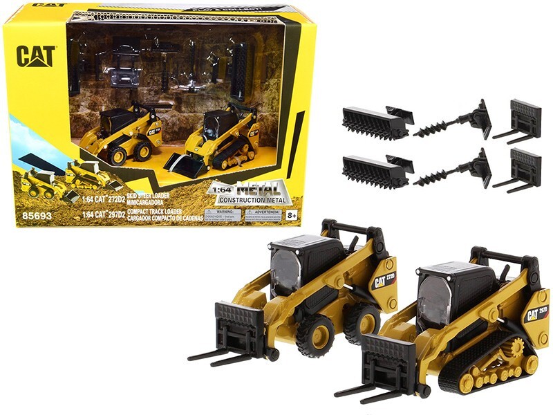 Set of 2 pieces CAT Caterpillar 272D2 Skid Steer Loader and CAT Caterpillar 297D