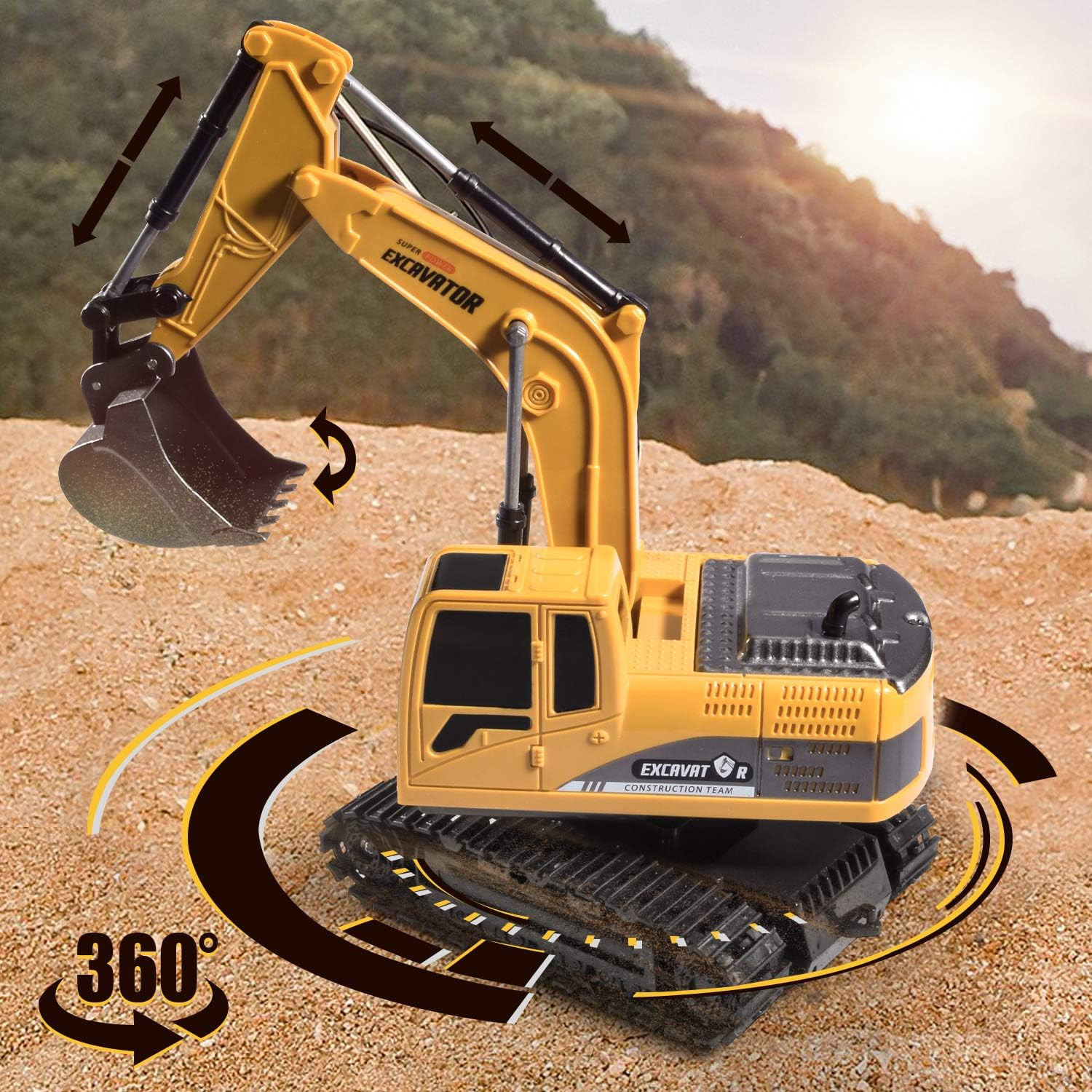 Construction Excavator Toy – Kids Toy Engineering Digger Truck, Remote Control R