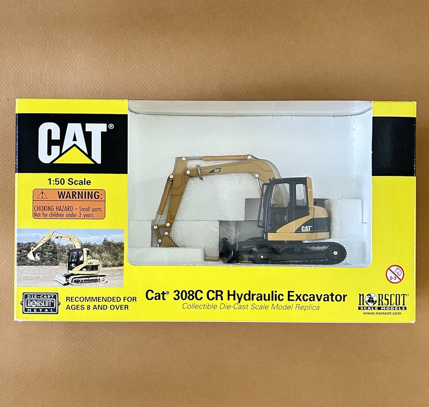 NORSCOT CAT 1:50 55129 308C CR Hydraulic Excavator Yellow