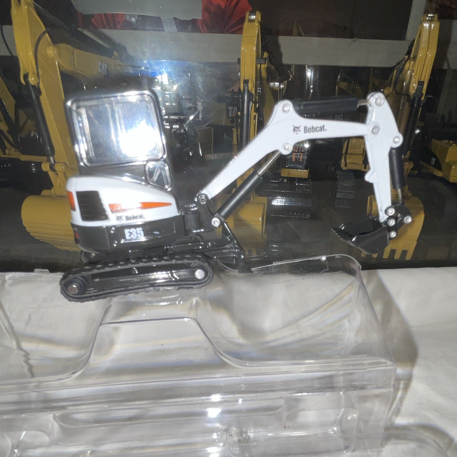 Bobcat E35 Mini Excavator Diecast Construction Equipment Model White Orange