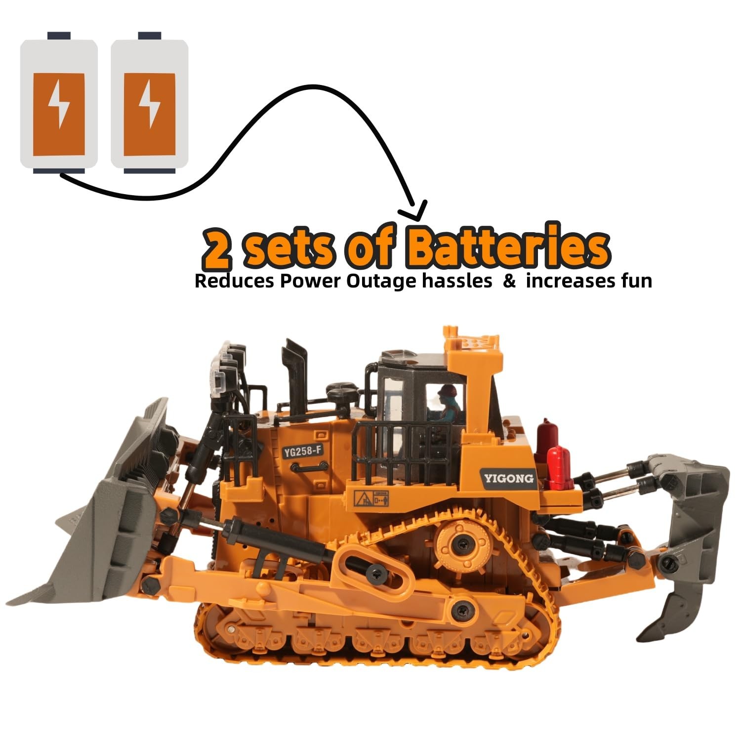 9-Channel RC Bulldozer with Lights and Sound,Construction Remote Control Bull…