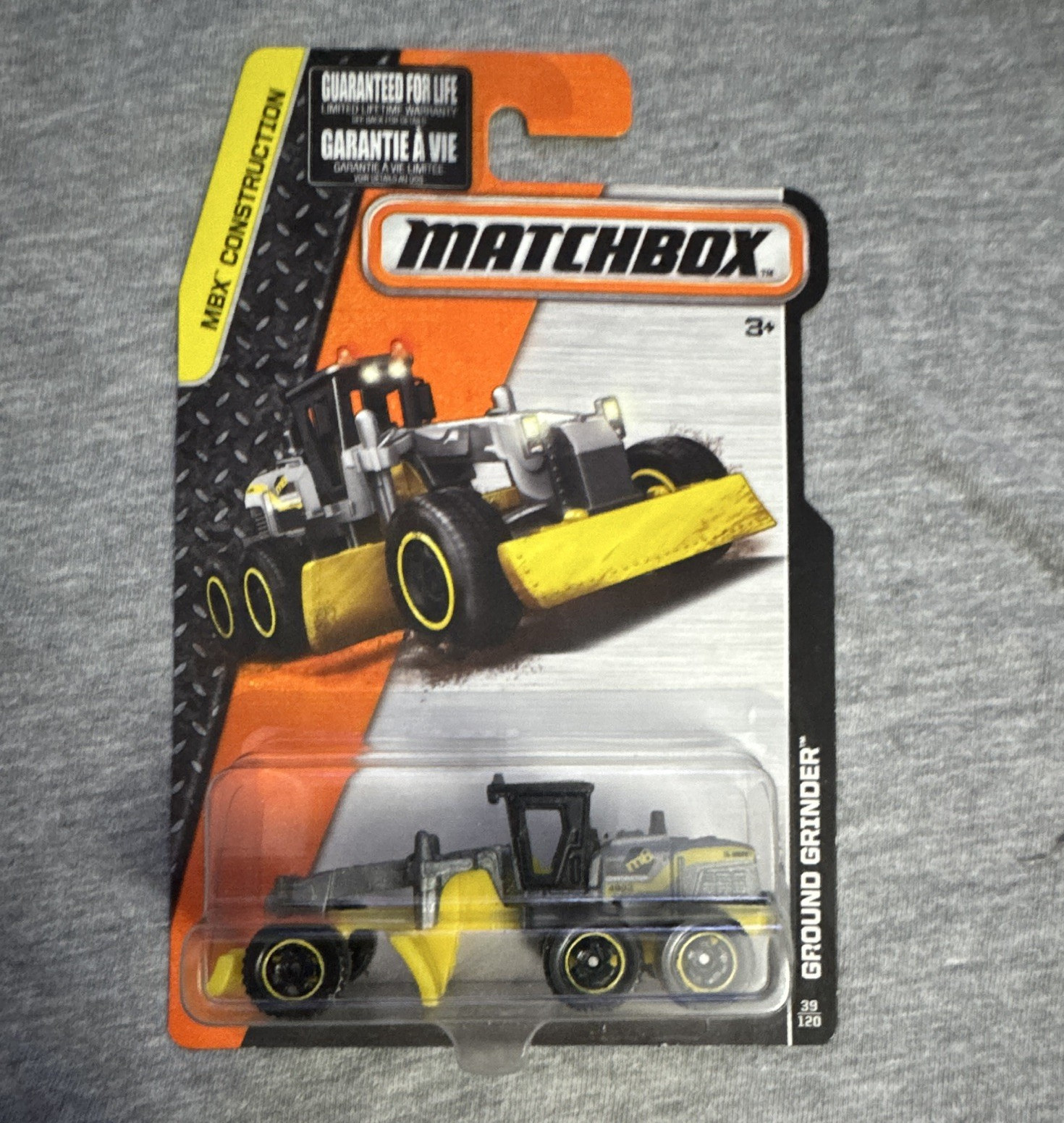 Matchbox Ground Grinder MBX Construction 1:64 Yellow Black Gray Diecast Vehicle