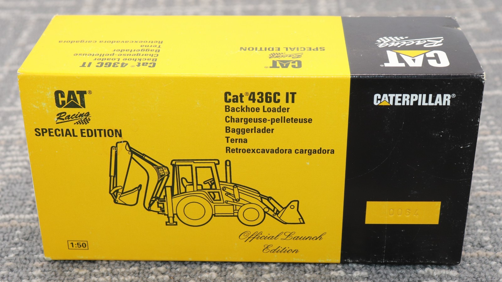 NZG CAT 436C IT Backhoe Loader 429/01 1:50 in Box Germany Race Ver Launch Edt
