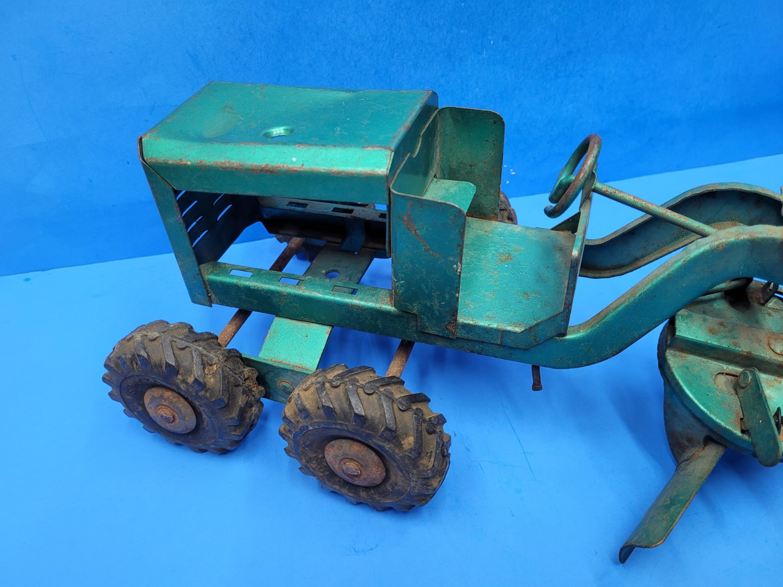 Vintage 1950s Structo Road Grader Green With Blade Almost Complete