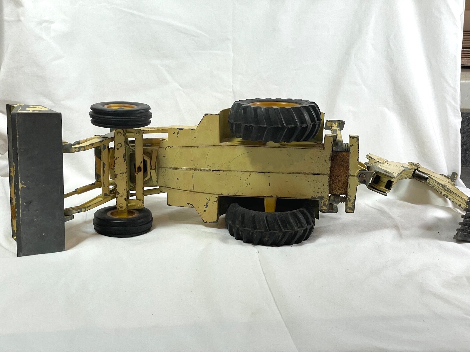 Vintage Steel Large 1/12 Scale Ertl Ford 7500 Front Loader Backhoe Tractor READ