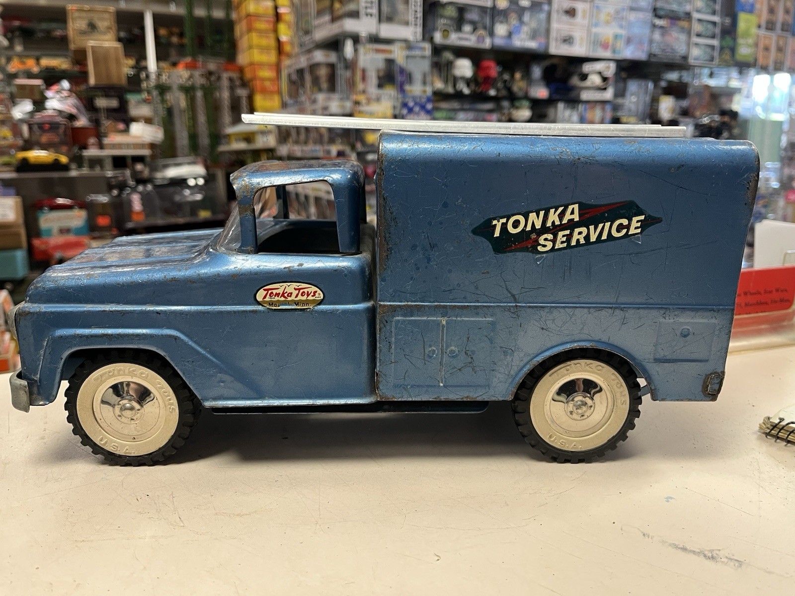* VINTAGE TONKA SERVICE TRUCK PRESSED STEEL BLUE 13 INCHES LONG *ST