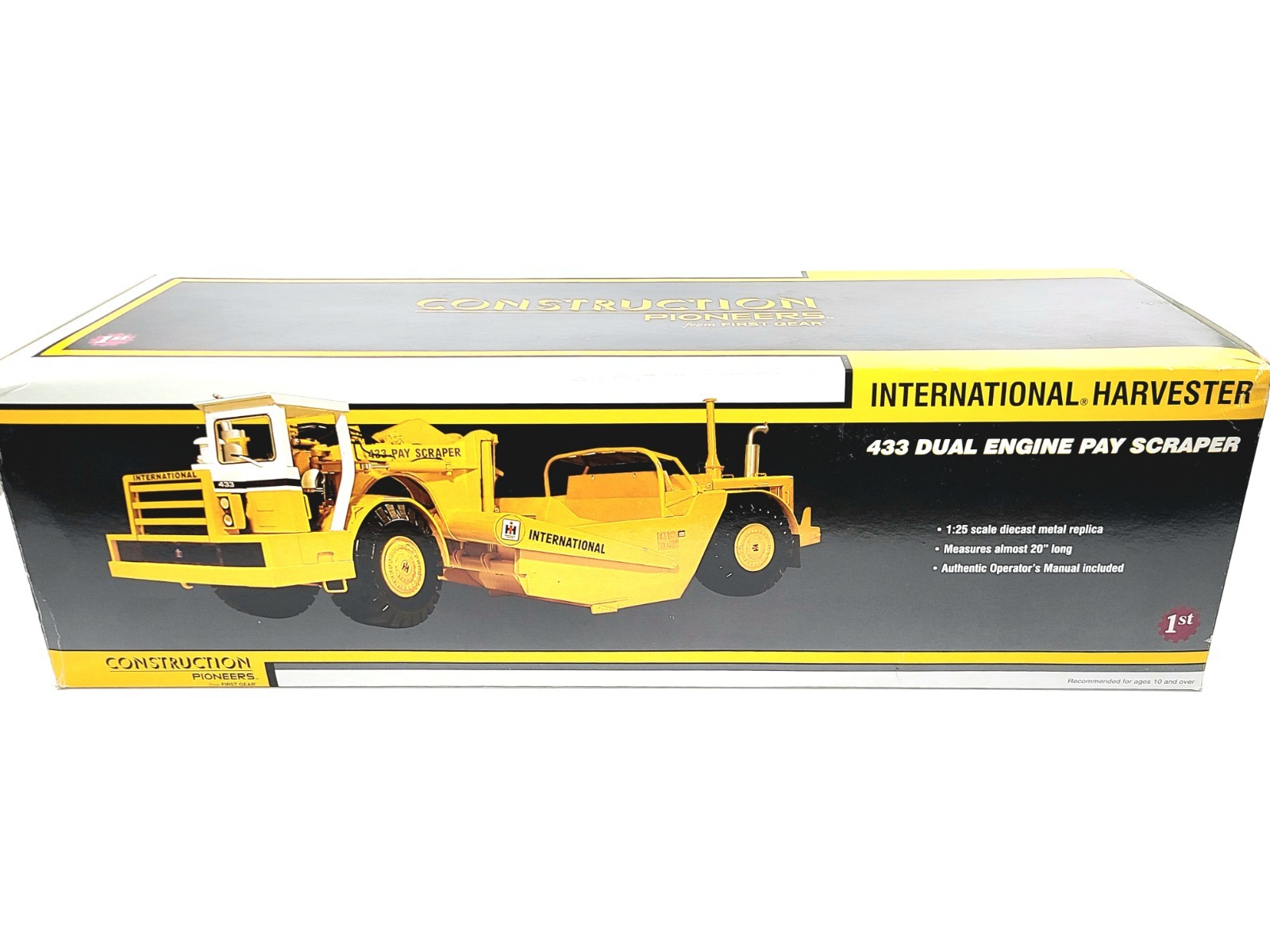 International IH 433 Pay Scraper – Yellow – First Gear 1:25 Scale #70-0180 New