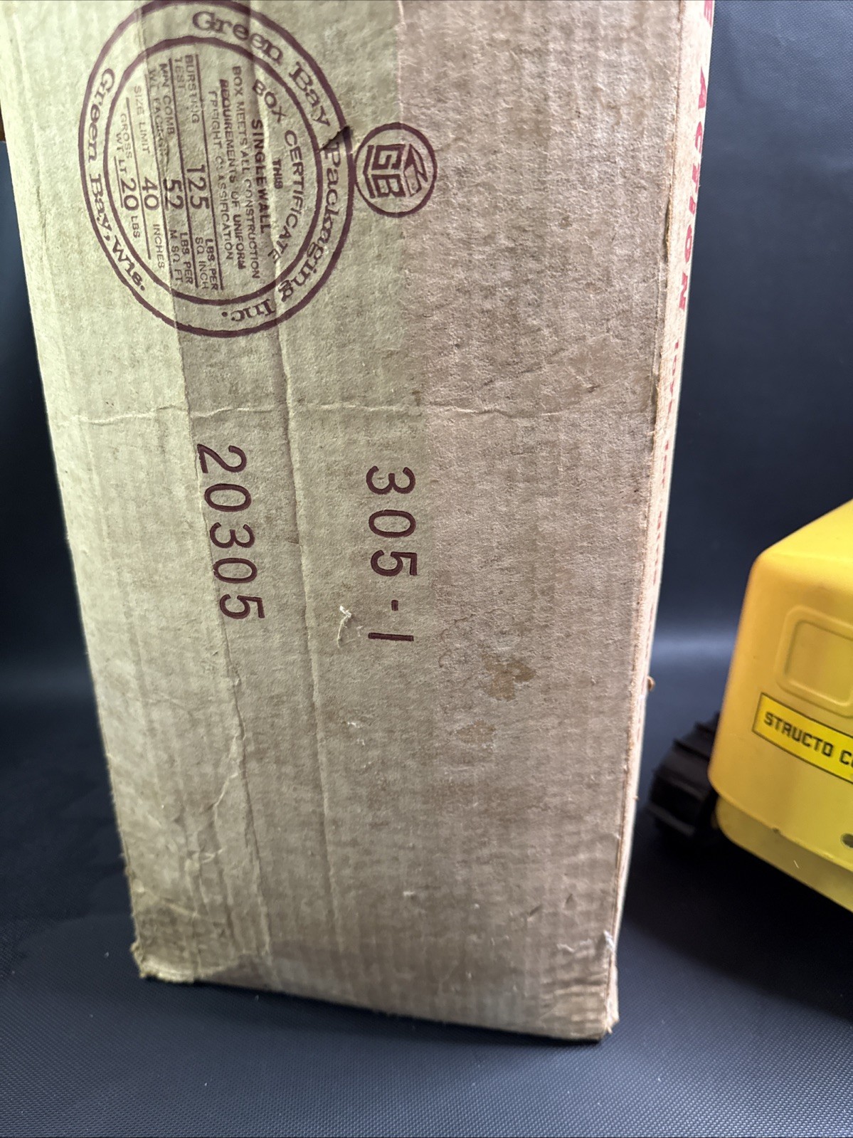 Vintage 1960s Structo Power Shovel Drag Line Crane Yellow Steel w/ Original Box