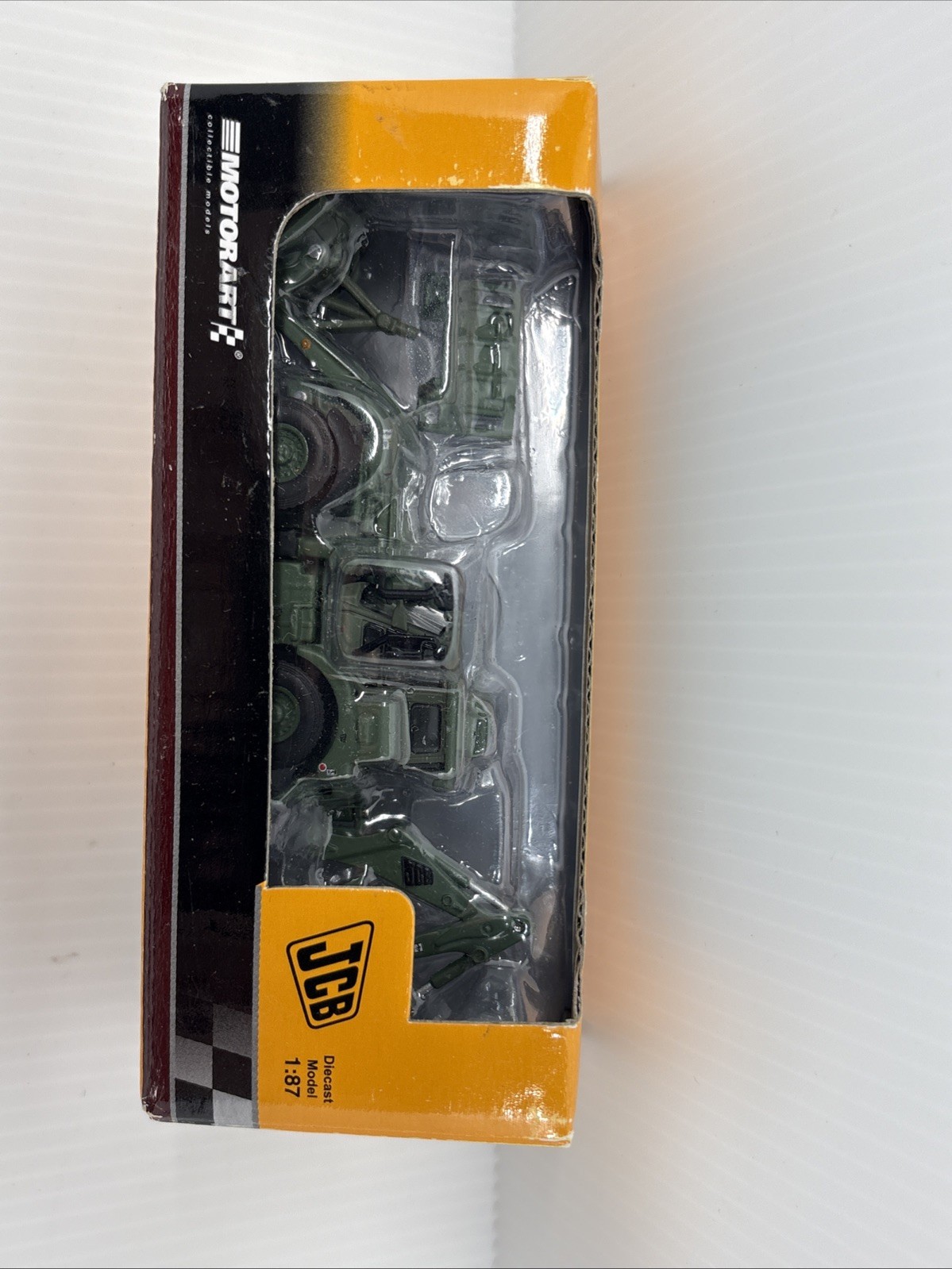 B68 1:87 MOTORART 13479 JCB HMEE BACKHOE LOADER CRANE SHOVEL ARMY GREEN MIB 4