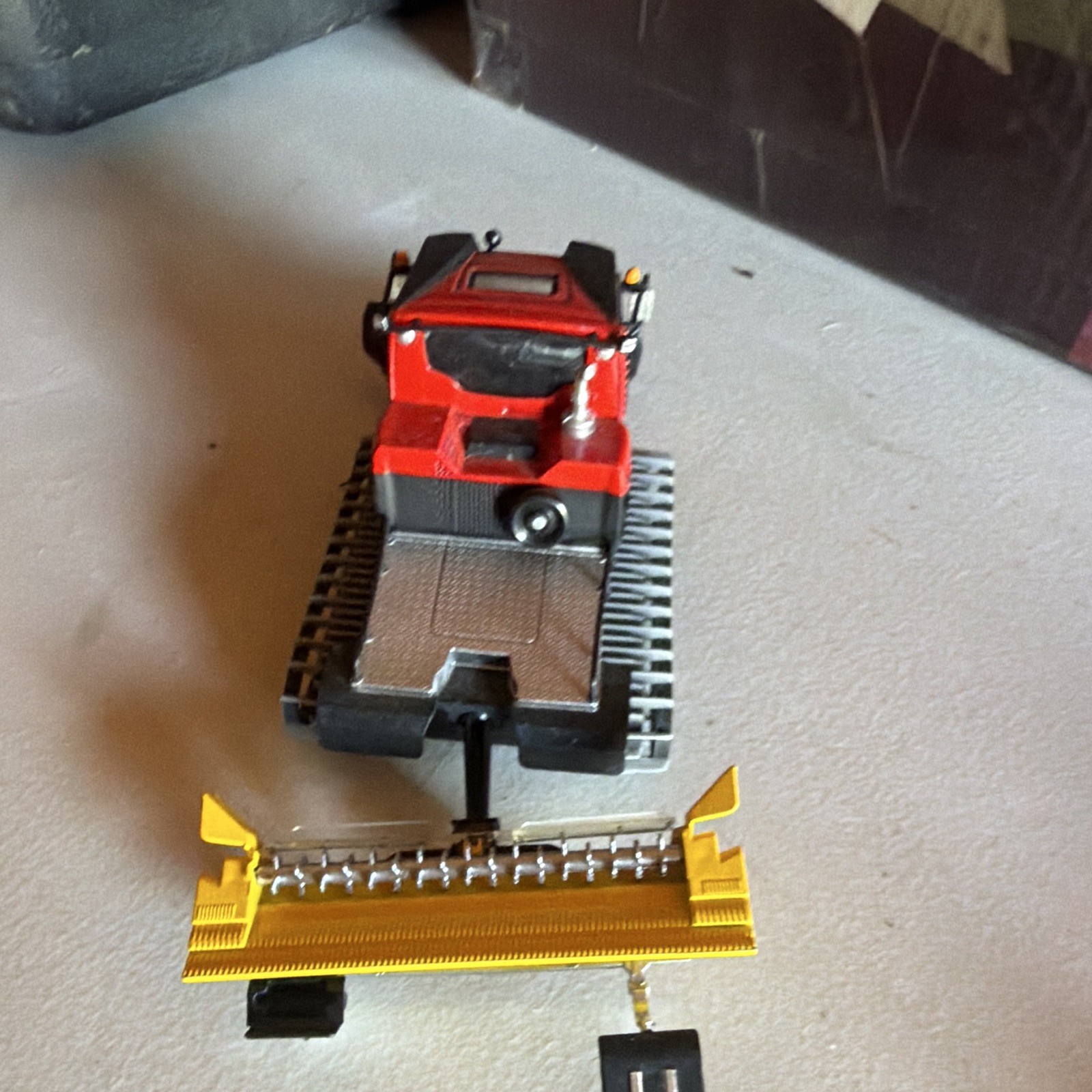 Tracked Dozer Diecast Model w/ Yellow Blade – Red/Black/Gray