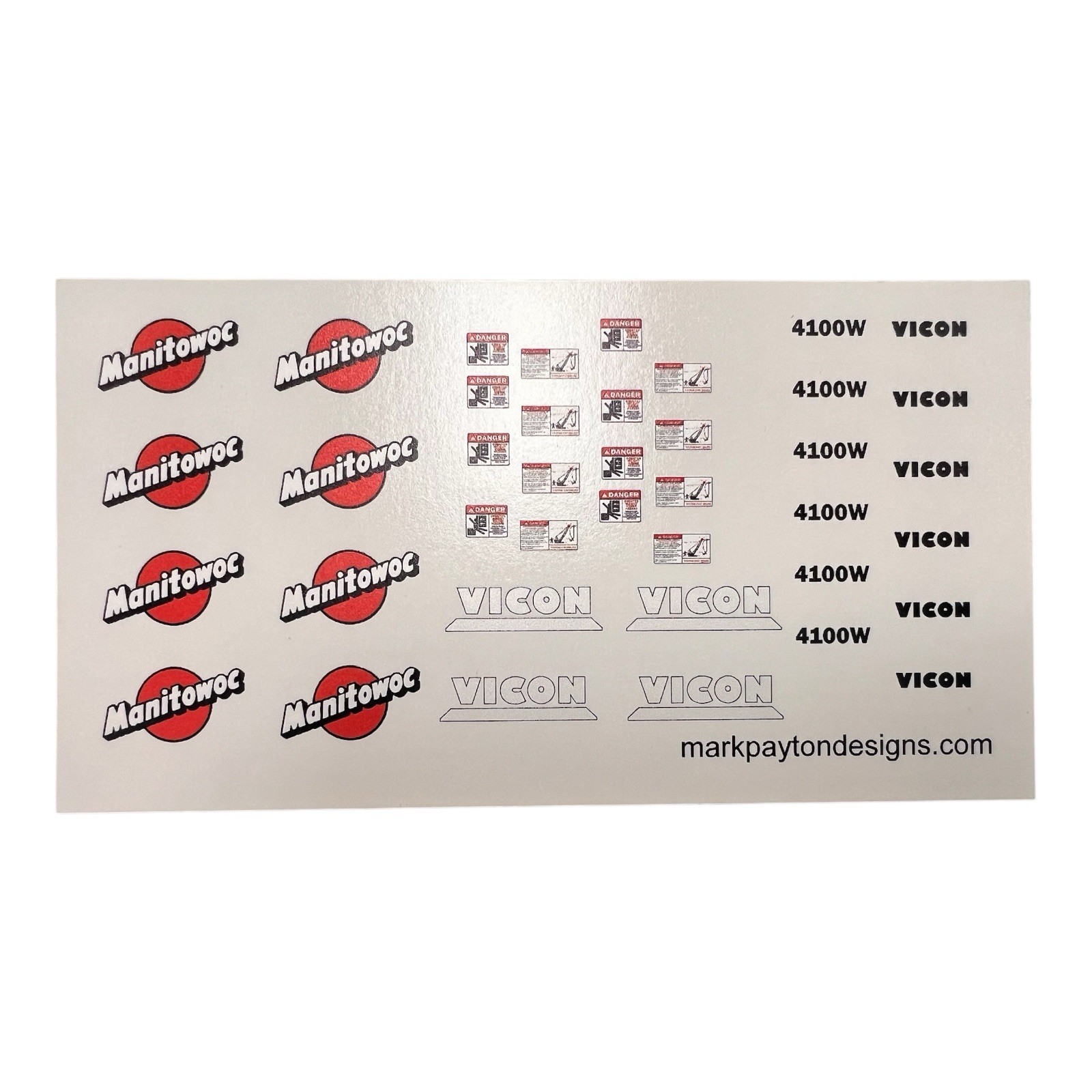 4100W Manitowoc Crawler Crane Decal Kit « Water Slide Transparent »