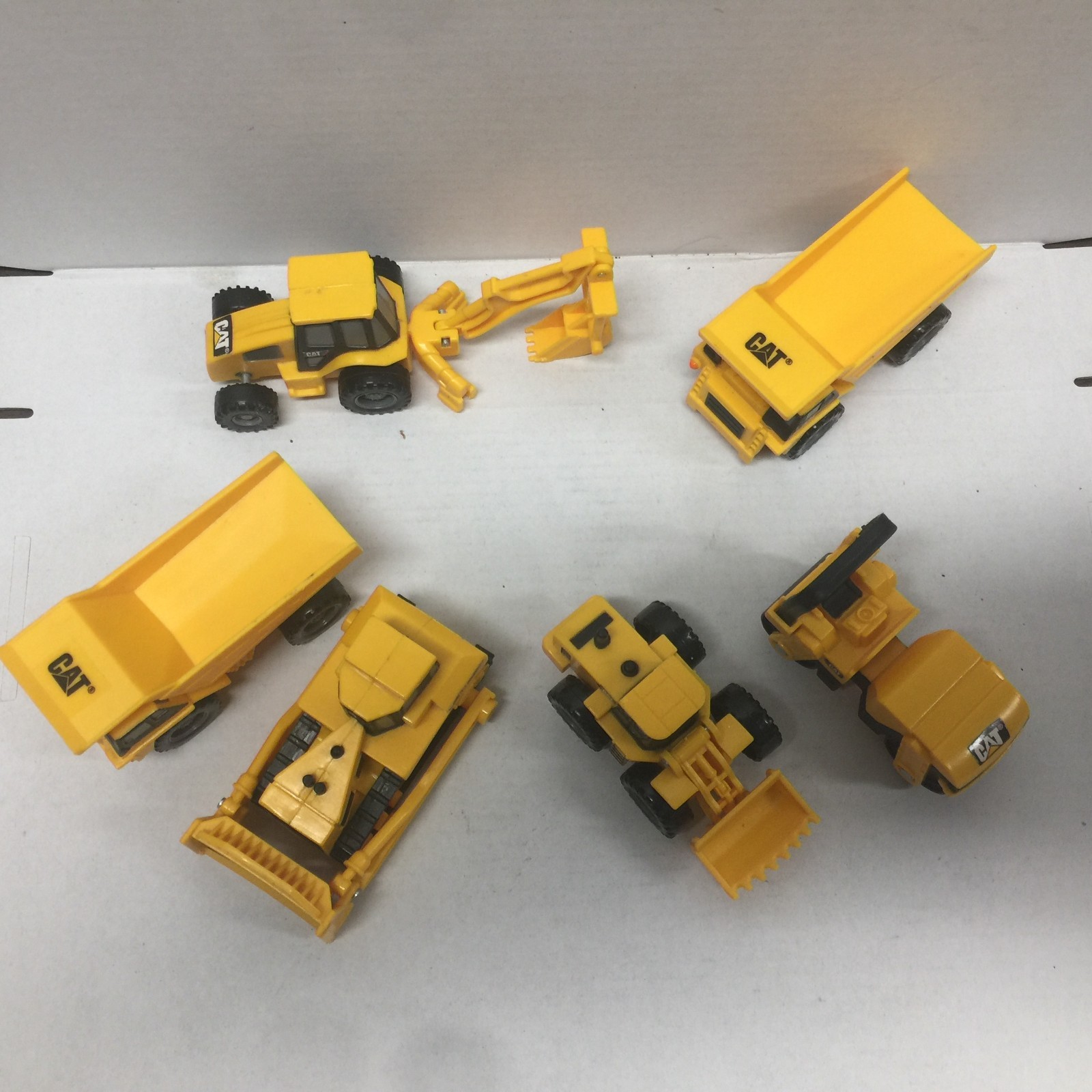 CAT Caterpillar Toy Dump Truck Bull Dozer Roller Backhoe Construction Lot of 6
