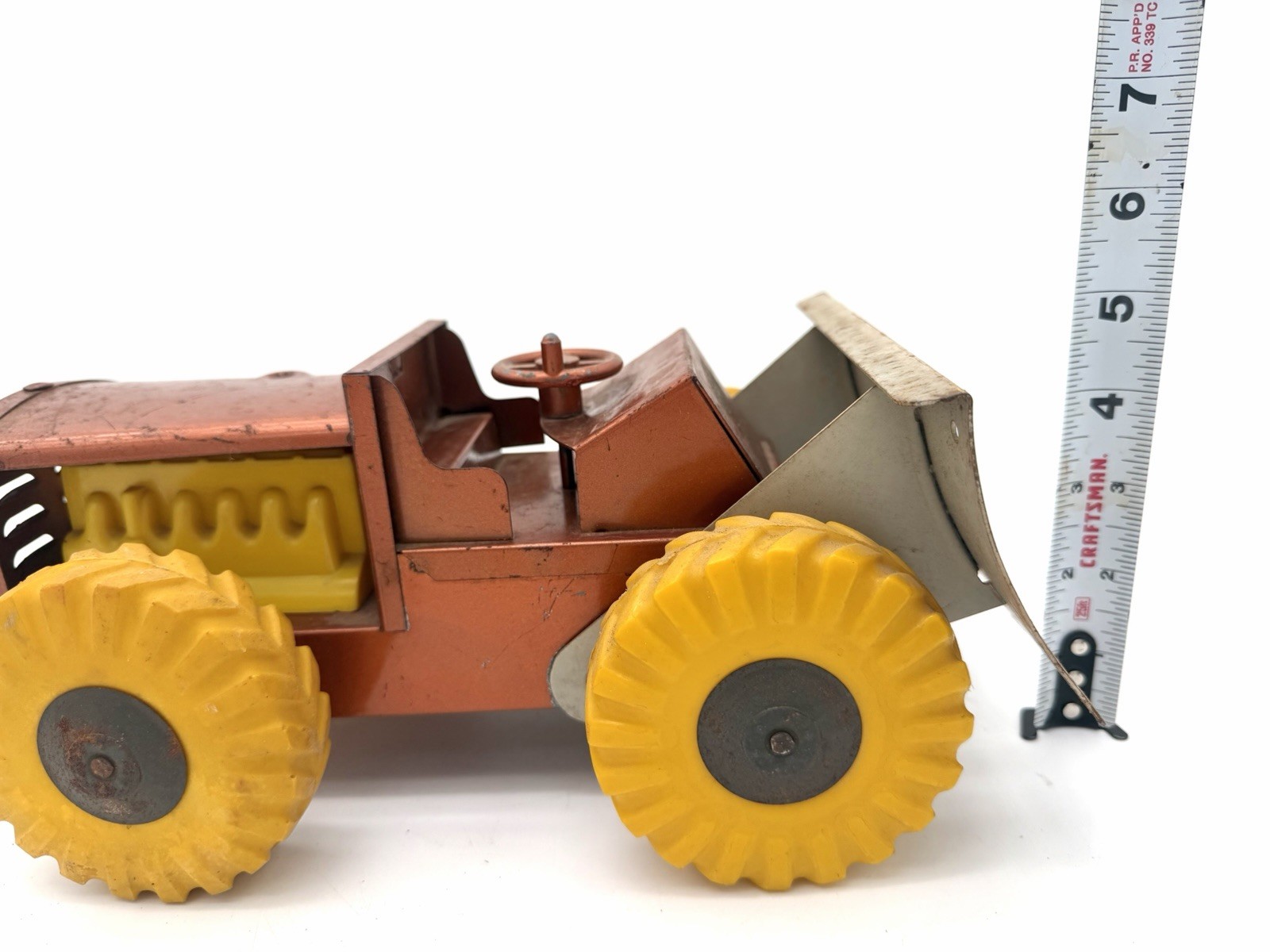 Vintage Structo Pressed Steel Tractor Scraper Dozer Working Steering Toy