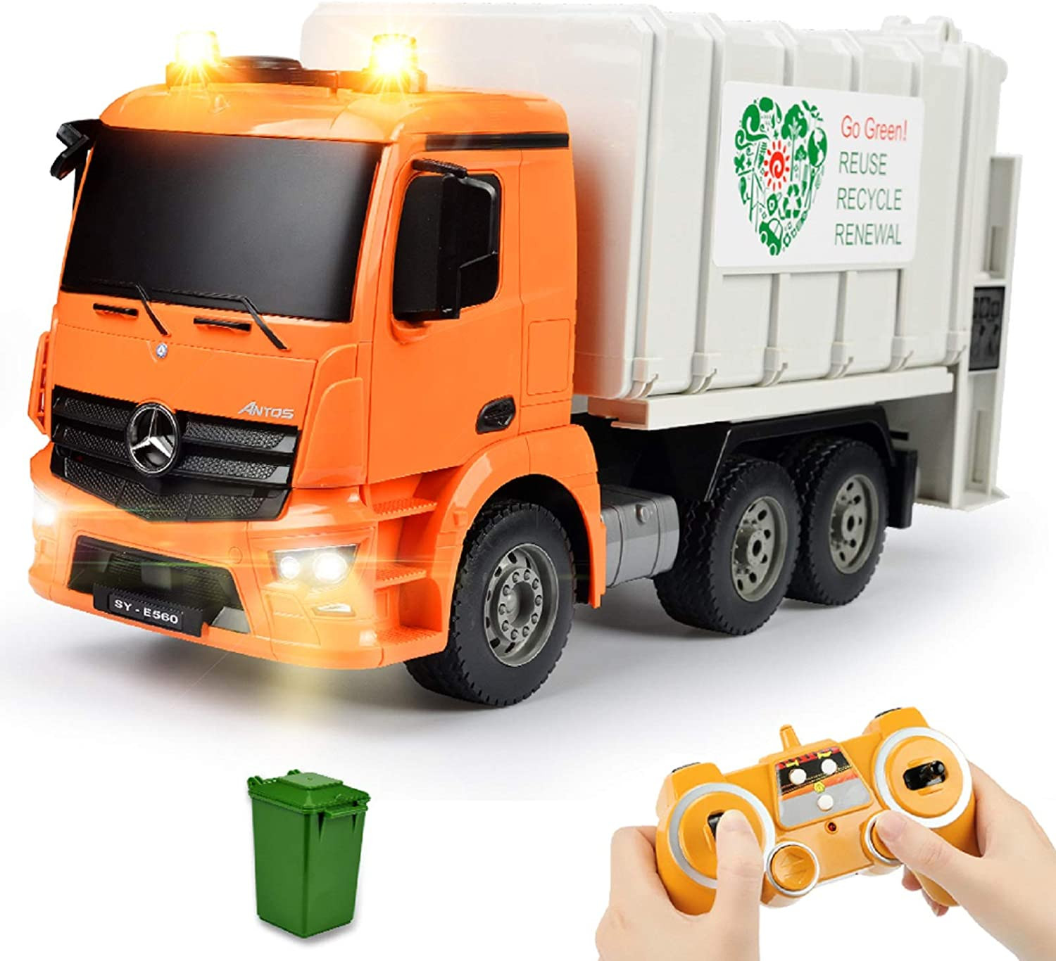 Benz Licensed Remote Control Garbage Truck Electric Recycling Toy Set with Trash