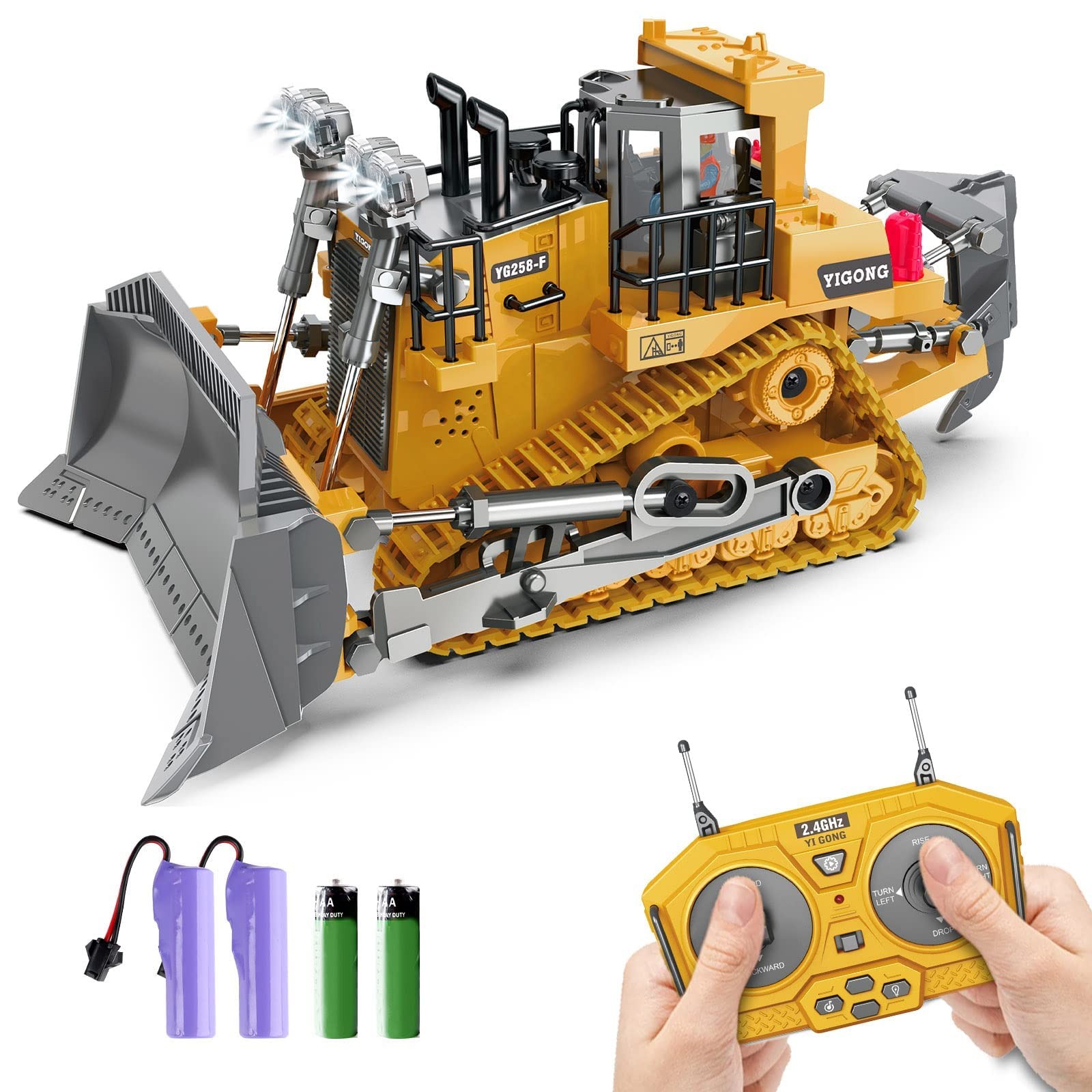 Rc Bulldozer Toys for Boys,Construction Remote Control Bulldozer with Metal b…