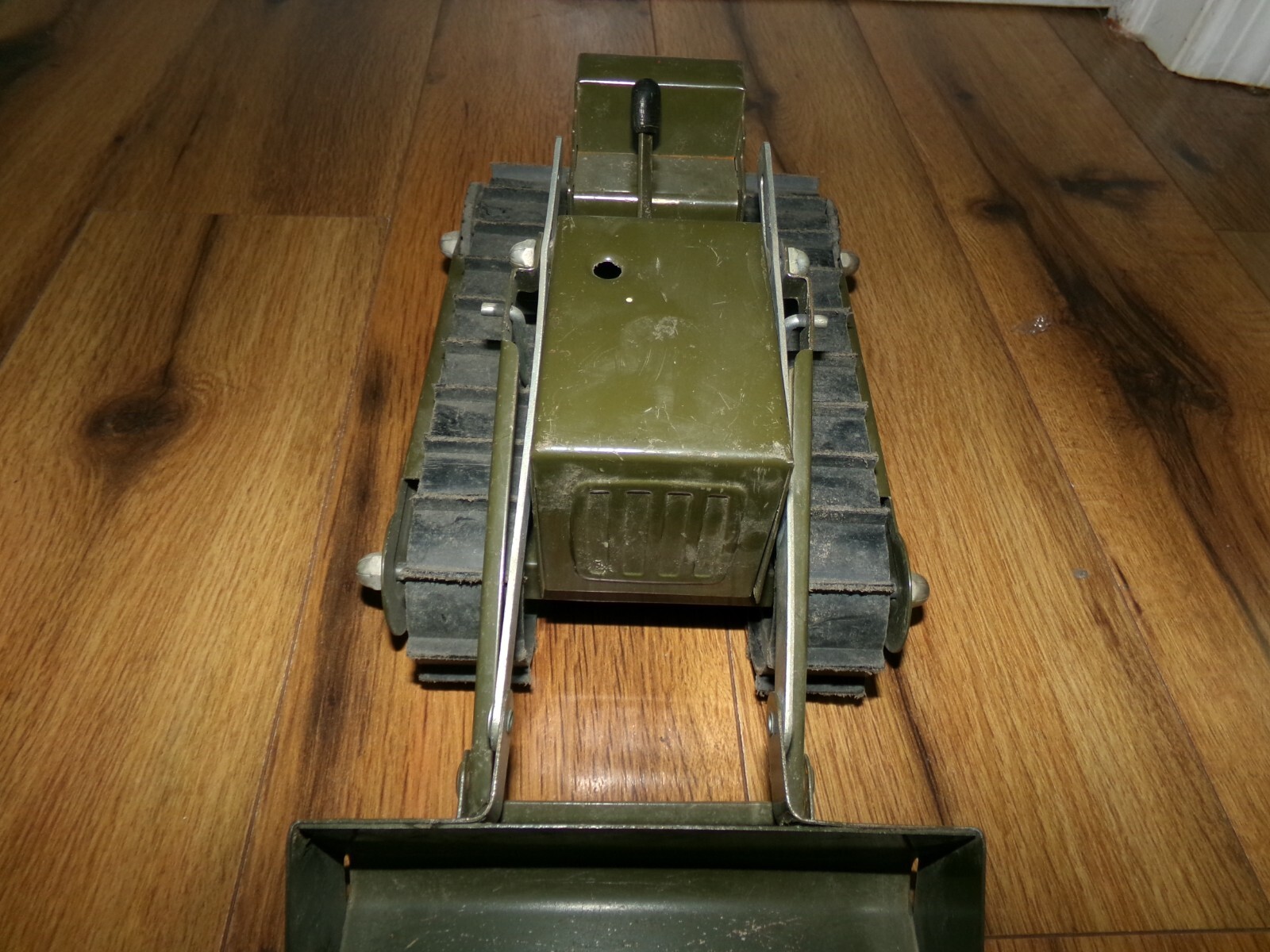 Vintage 1960s Structo Green U.S. Army Engineers Bulldozer Pressed Steel Toy Rare