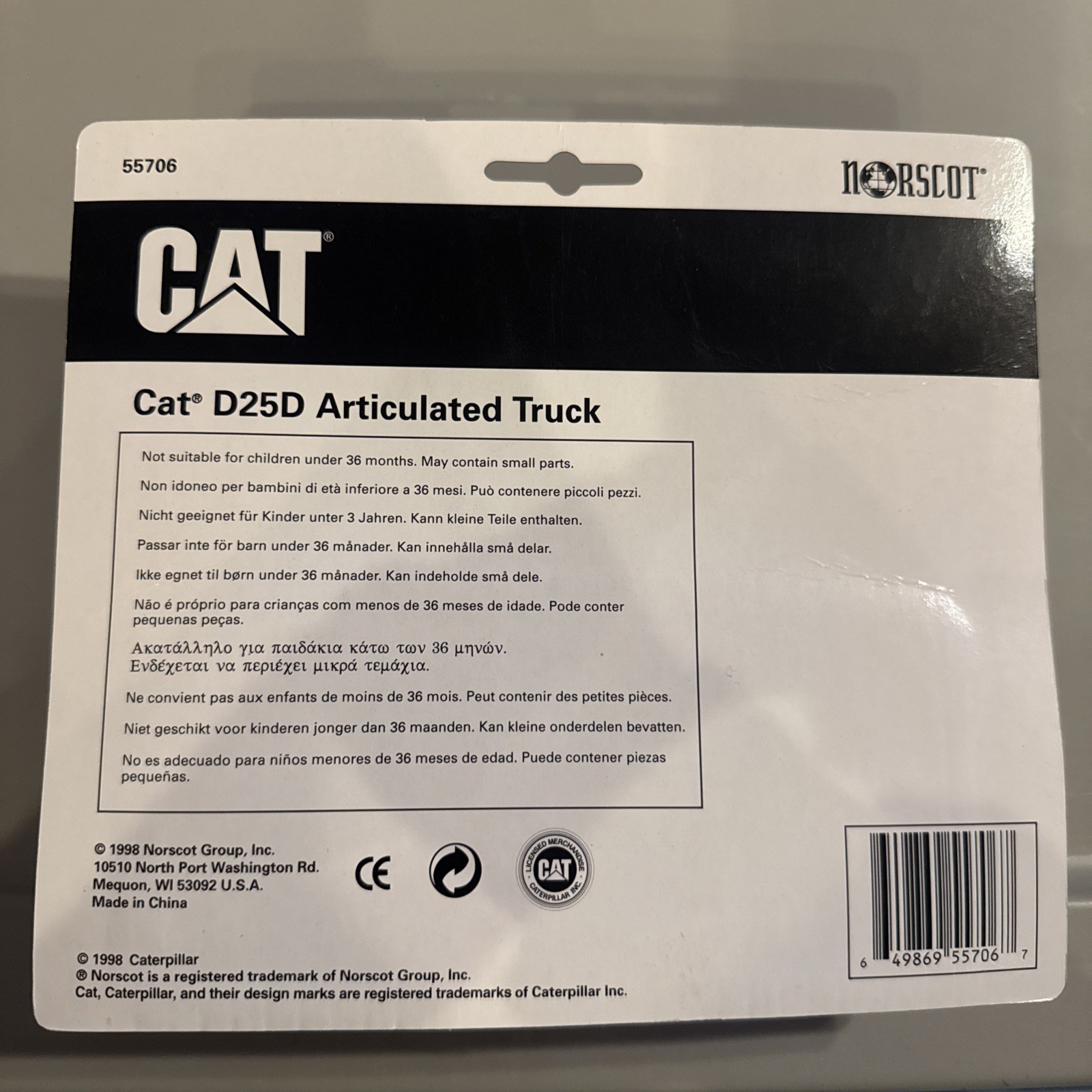 Norscot CAT Caterpillar D25D Die-Cast Articulated Truck 1/64 – NIB